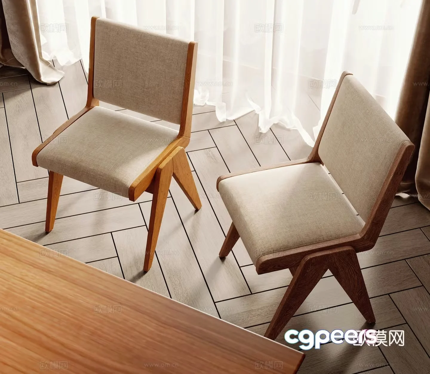 Wabi-sabi single chair dining chair 3d model