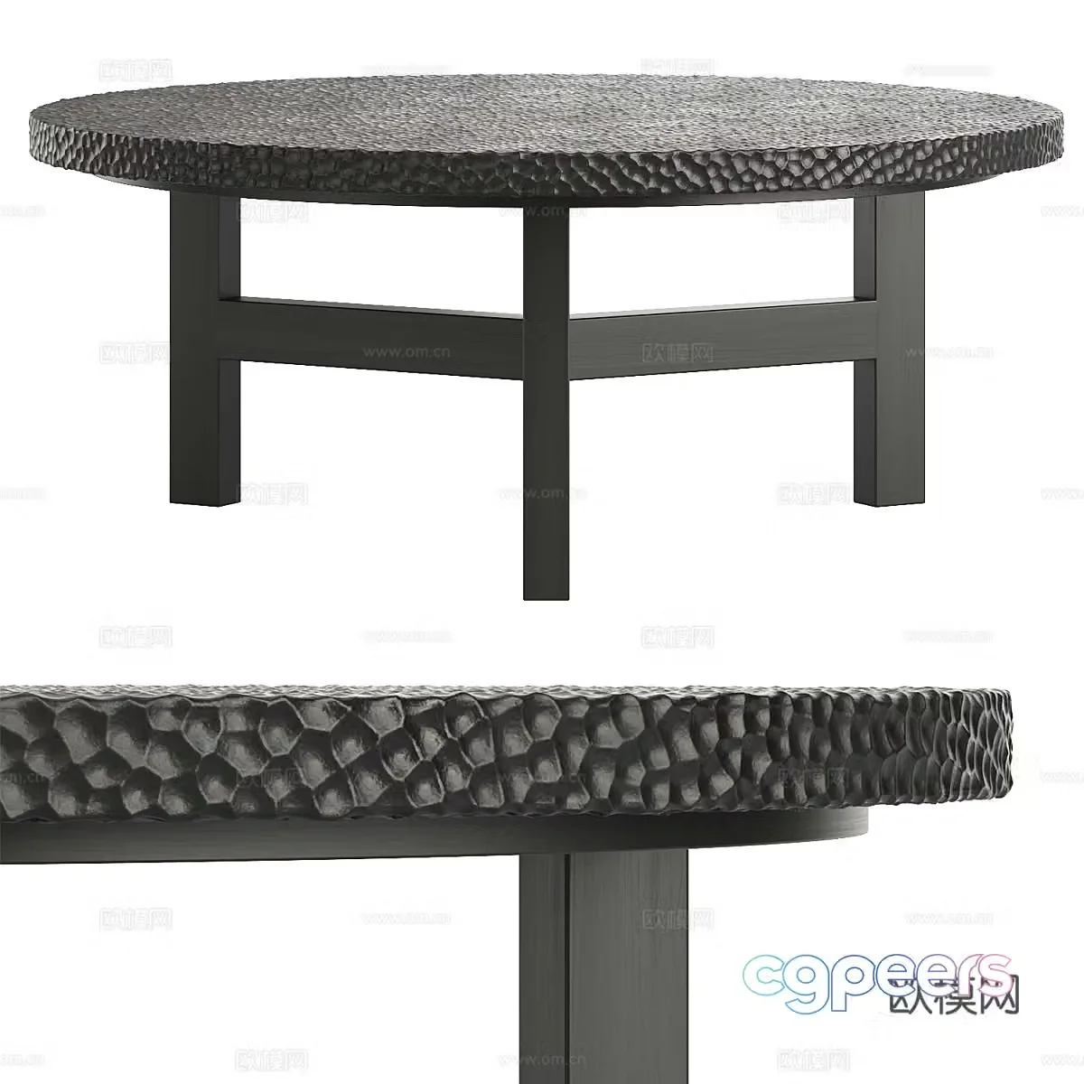 Round dining table and chairs 3d model