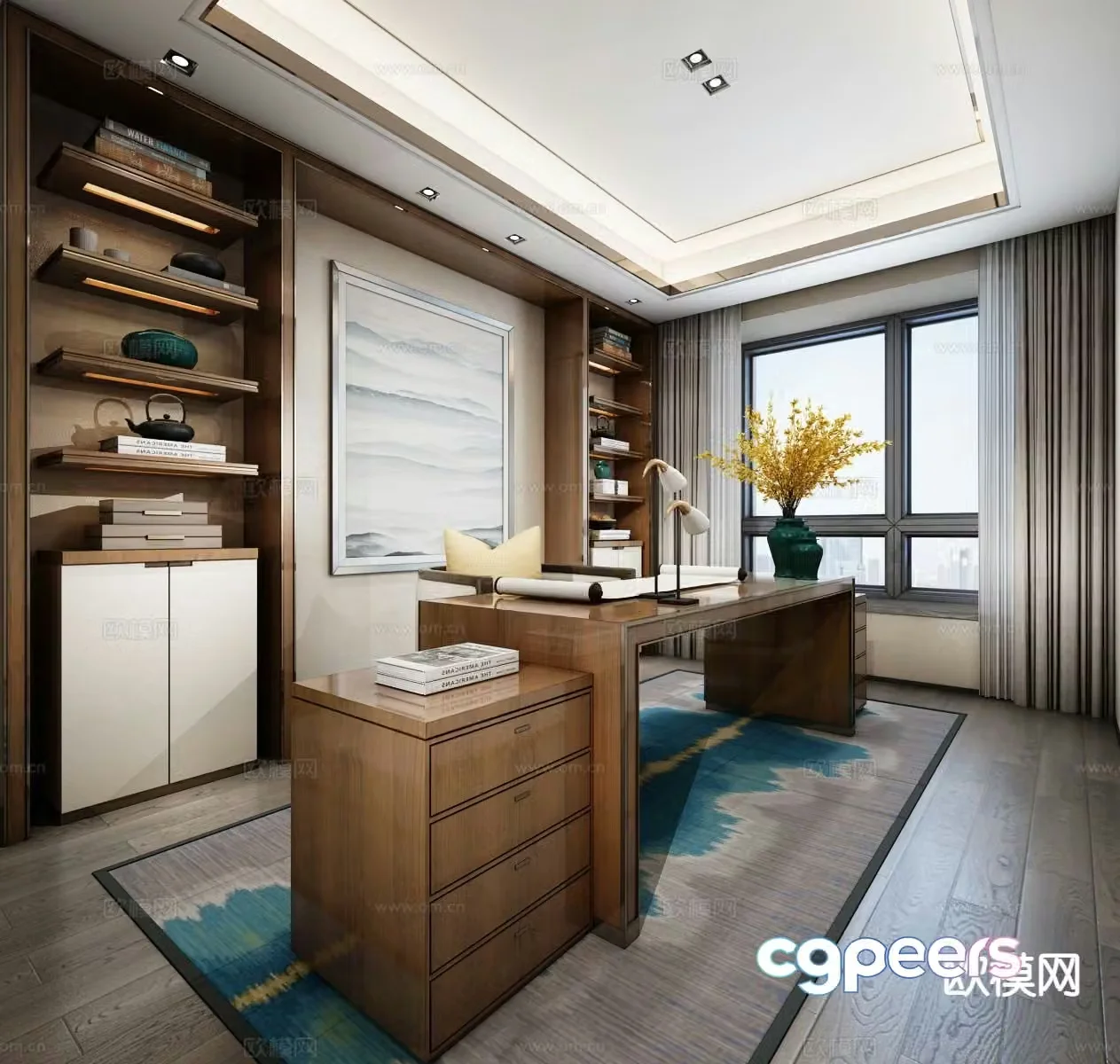 New Chinese style study 3D model