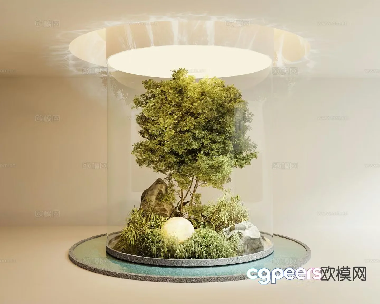 Modern plant landscaping indoor landscape 3d model