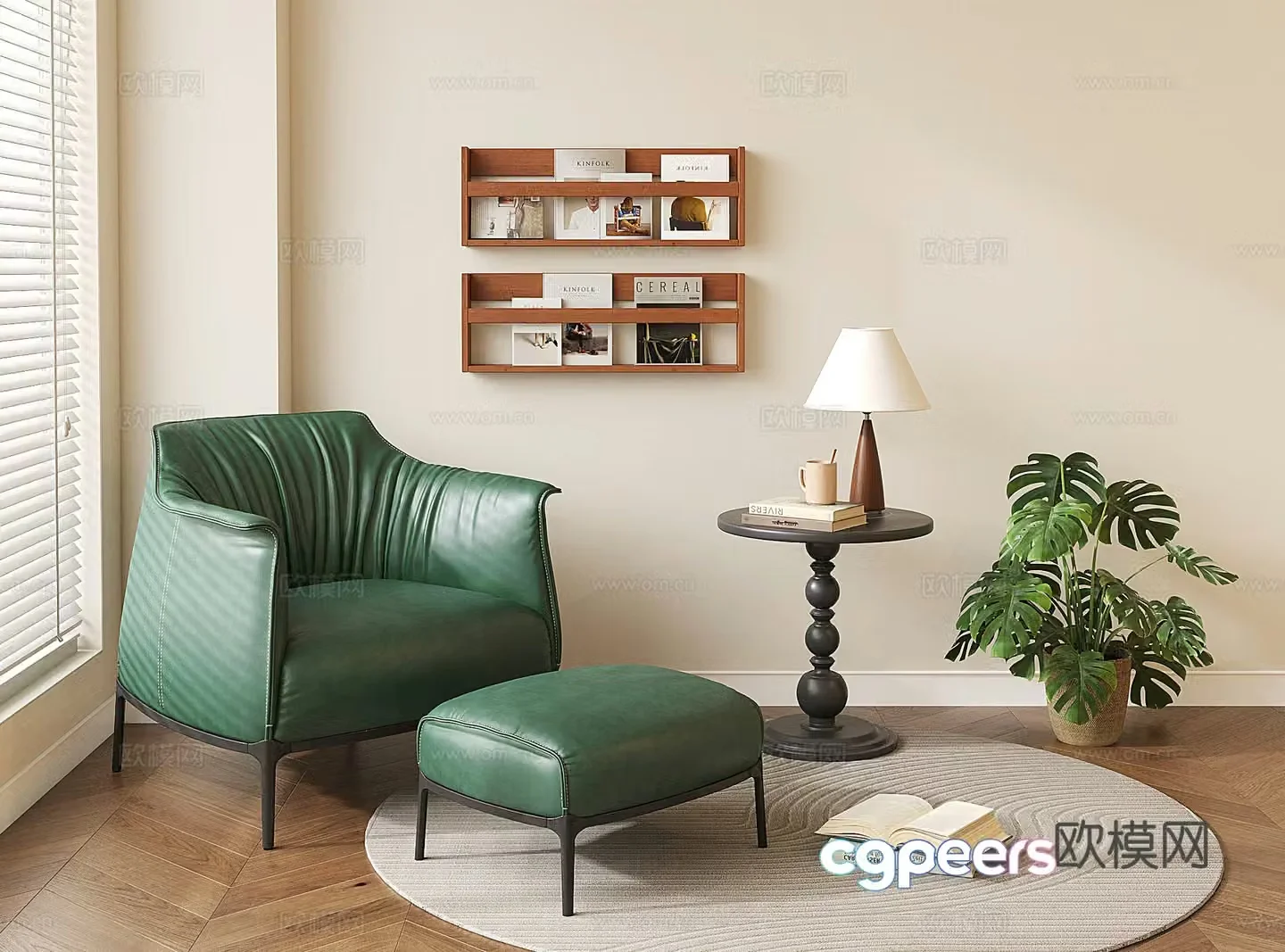 French retro single sofa leather sofa leisure chair sofa chair 3d model