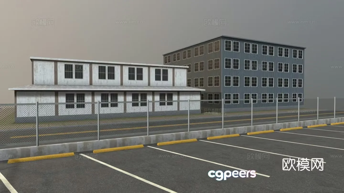 road intersection parking lot 3d model