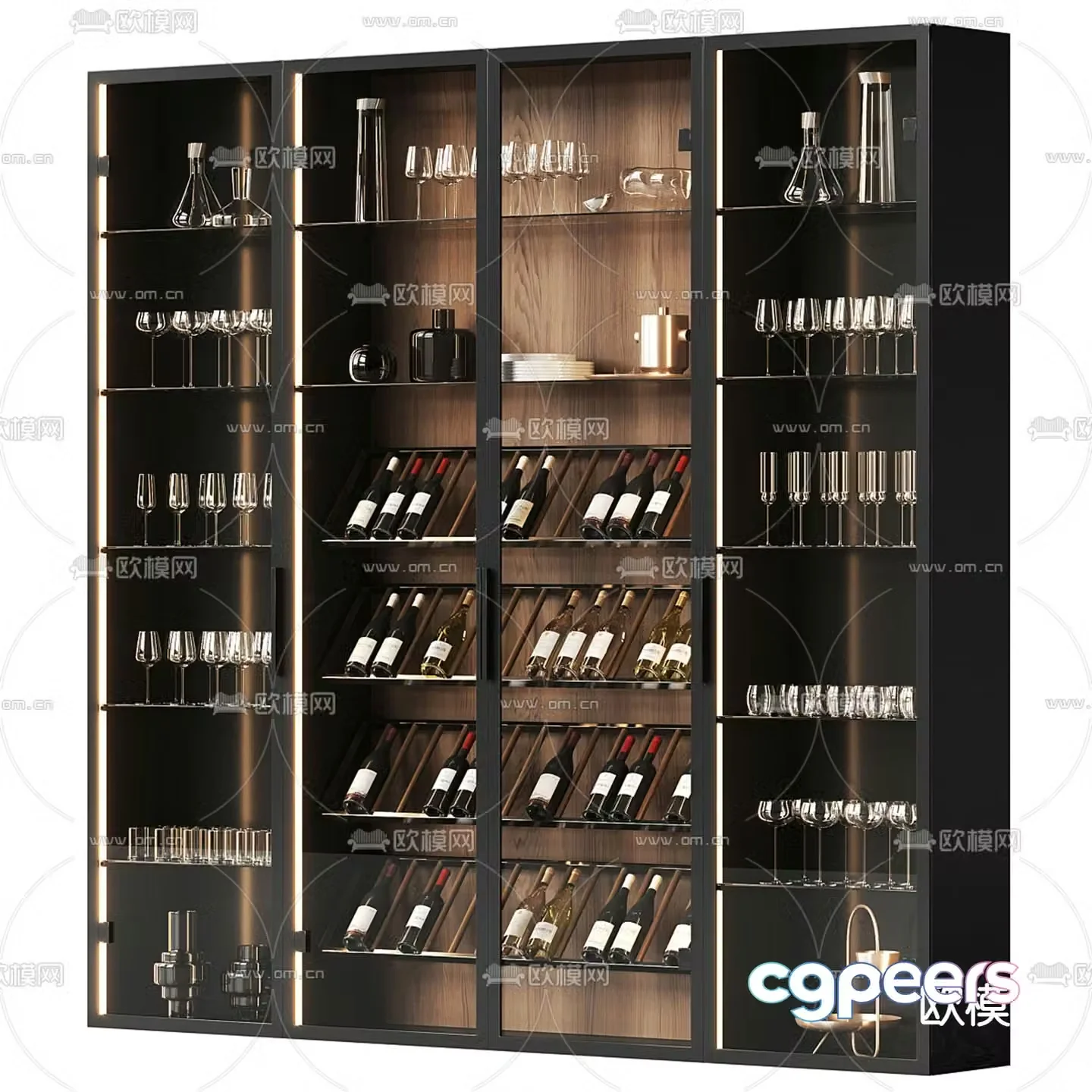Wine Library Modern Wine Cabinet 3D Model