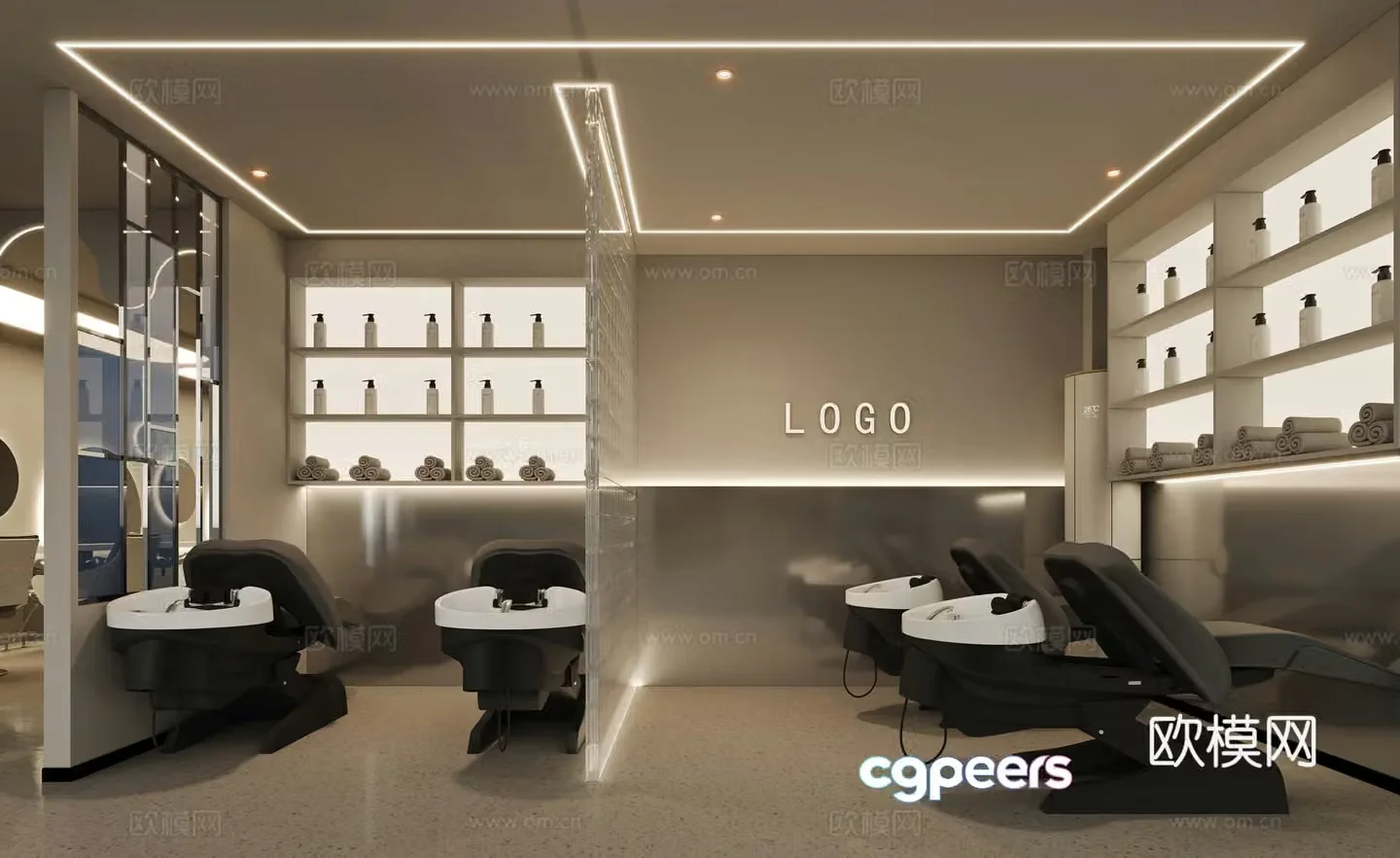 Modern barber shop 3d model