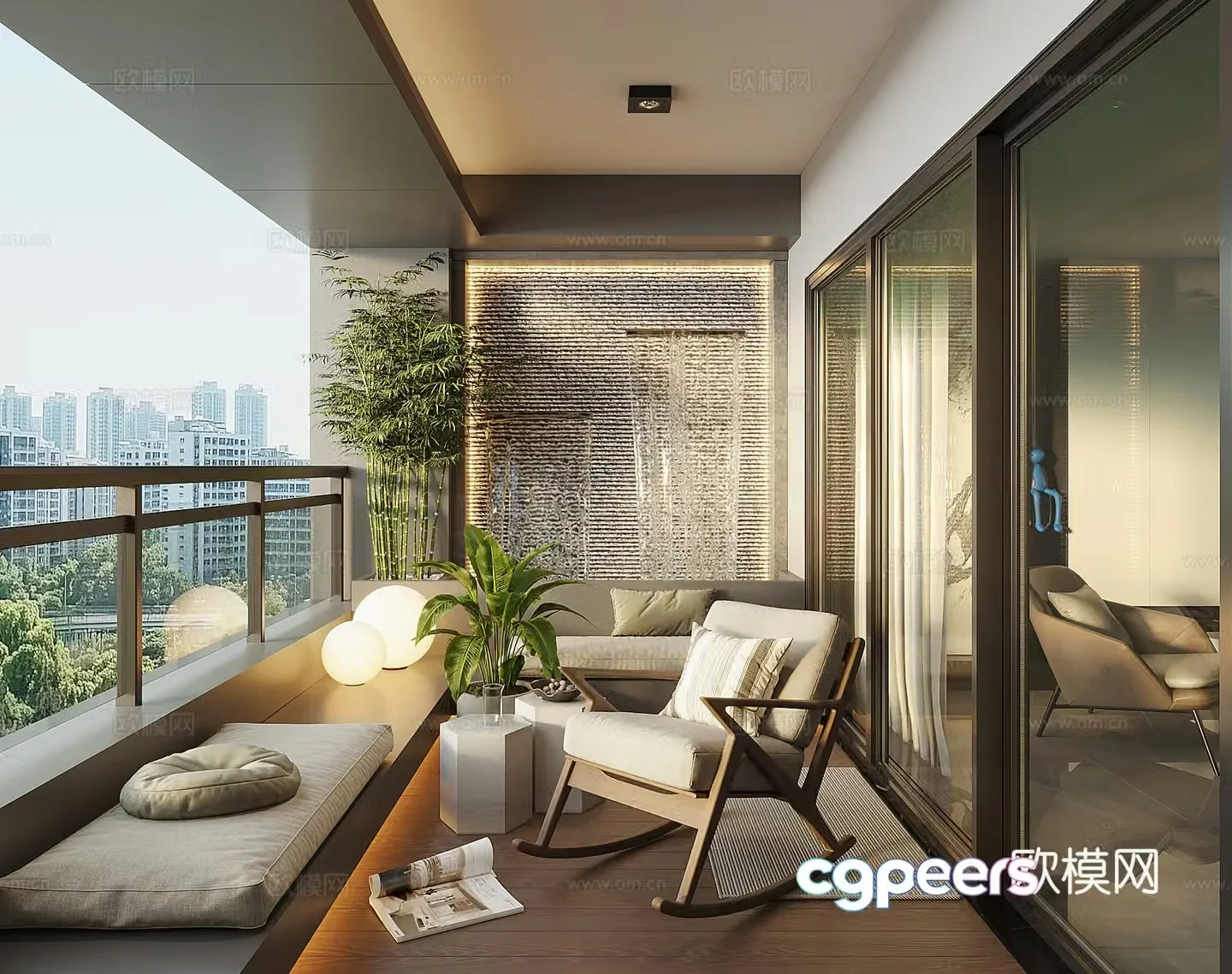 Modern balcony garden 3d model