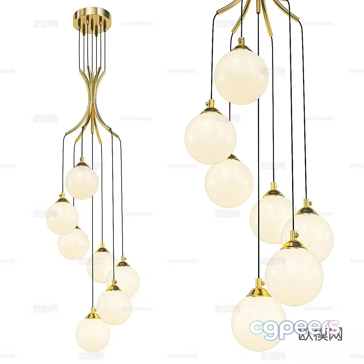 New Chinese style decorative chandelier 3D model