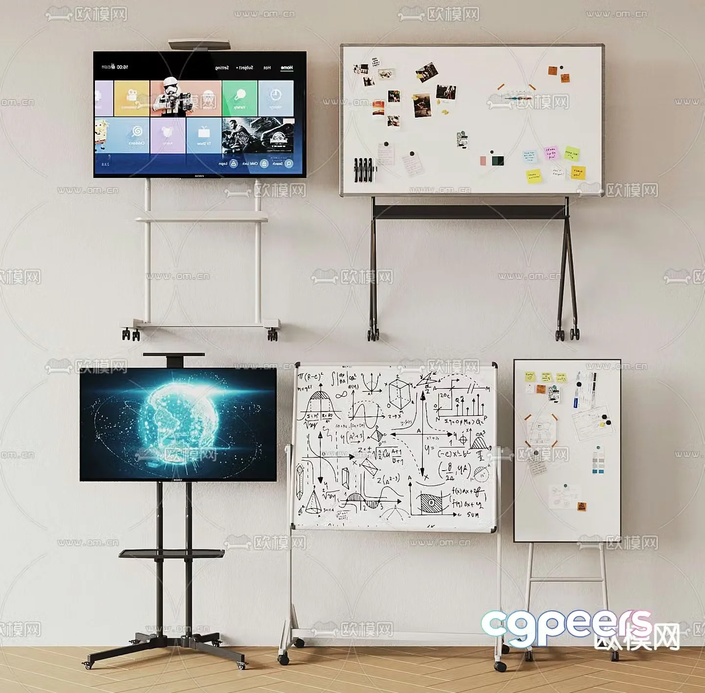 Office whiteboard mobile whiteboard TV 3d model