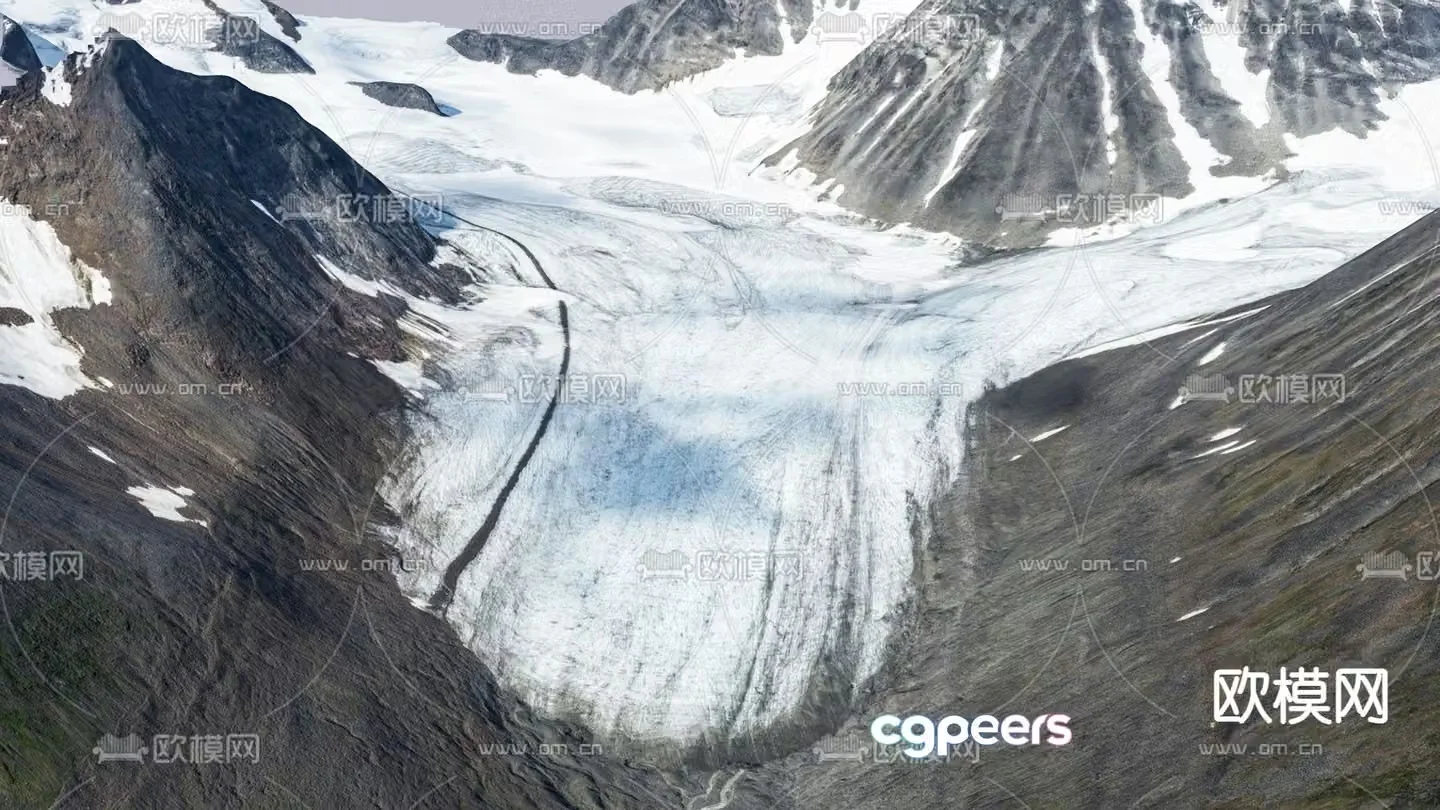 glacier landscape valley canyon 3d model