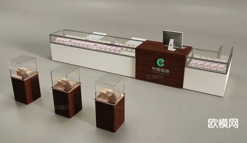 Glass Display Case With Wooden Stand 3D Model – 18379 – VRAY Render