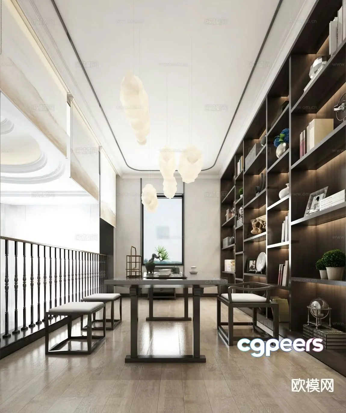 Modern study room 3d model