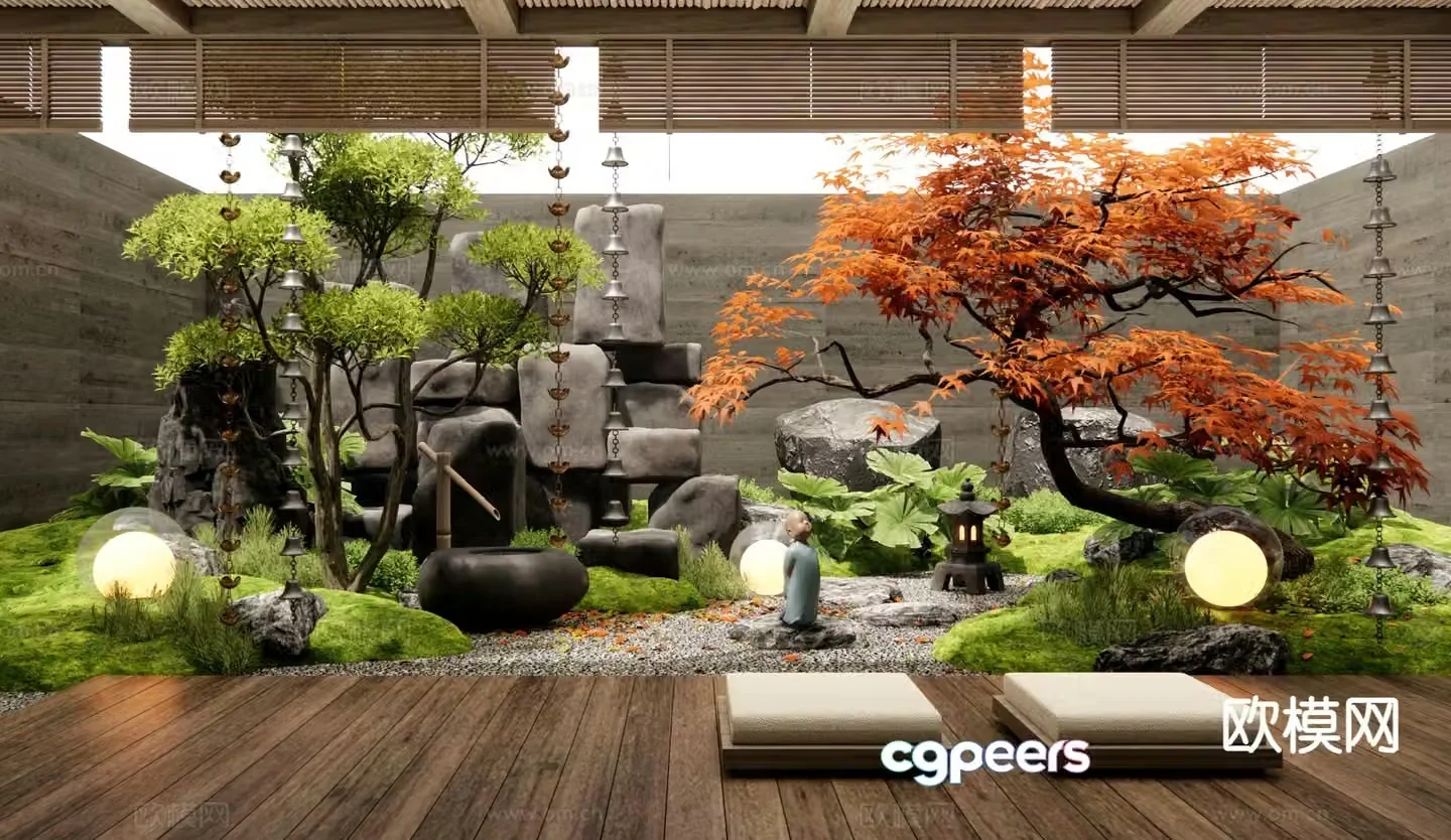 Courtyard landscape garden 3d model