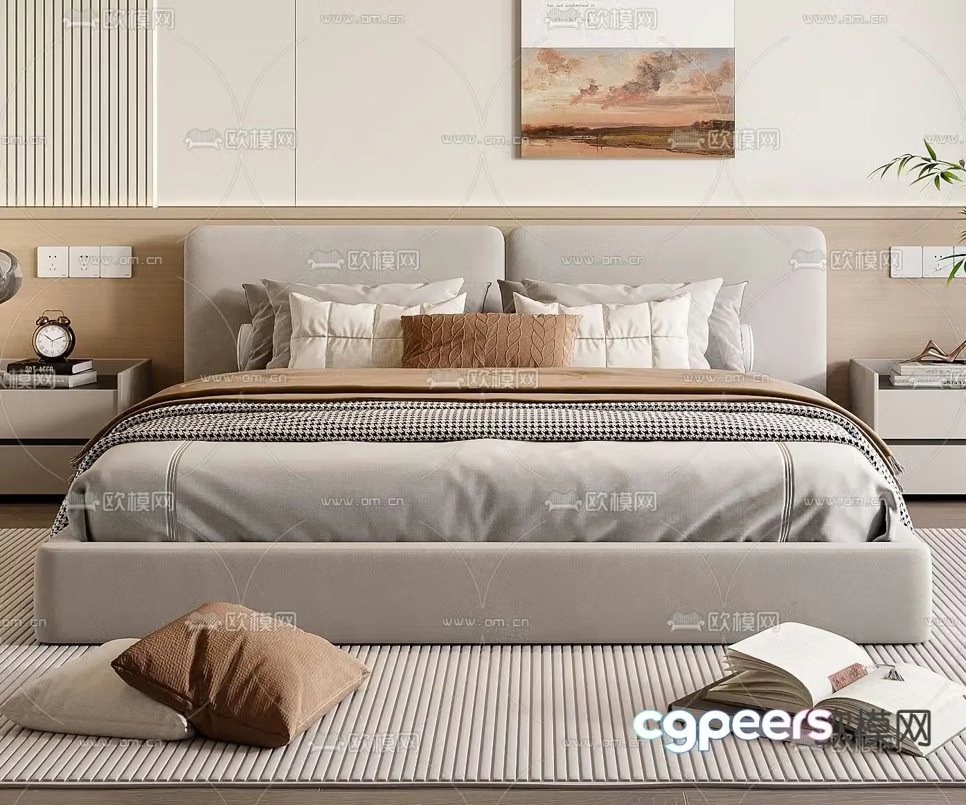 Modern double bed 3d model