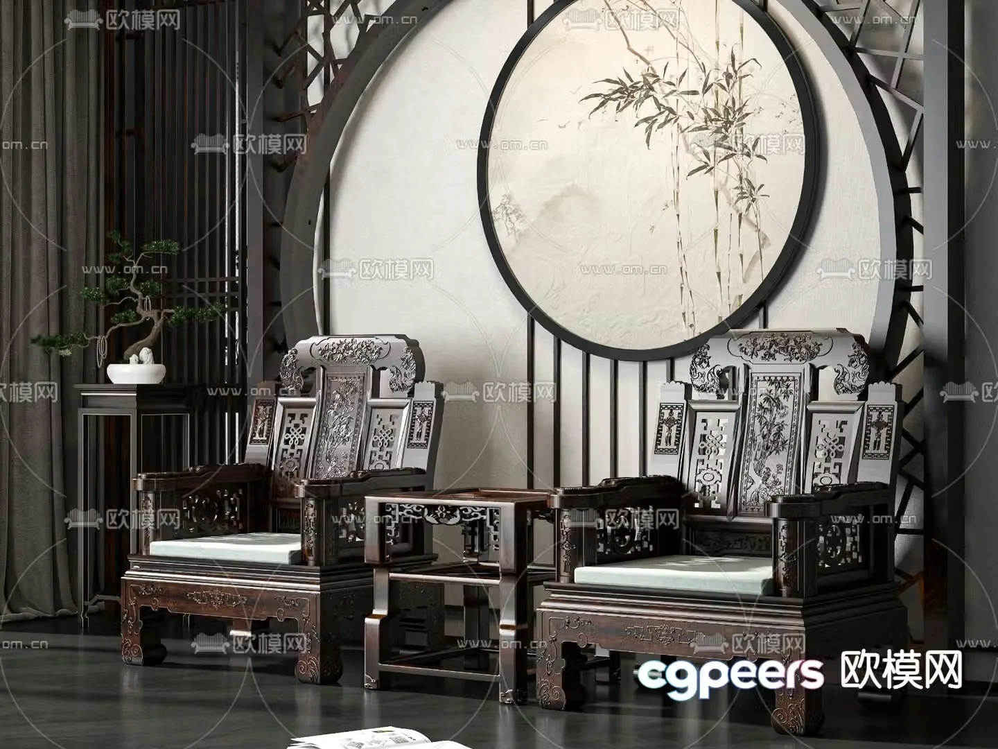 Chinese wooden chair leisure chair 3d model