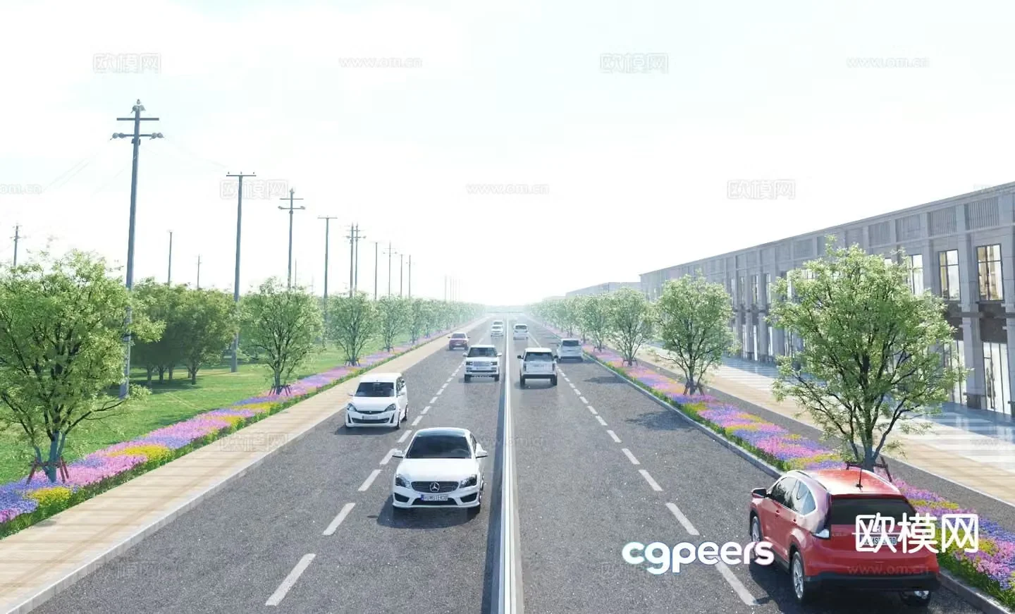 Modern highway city road 3d model