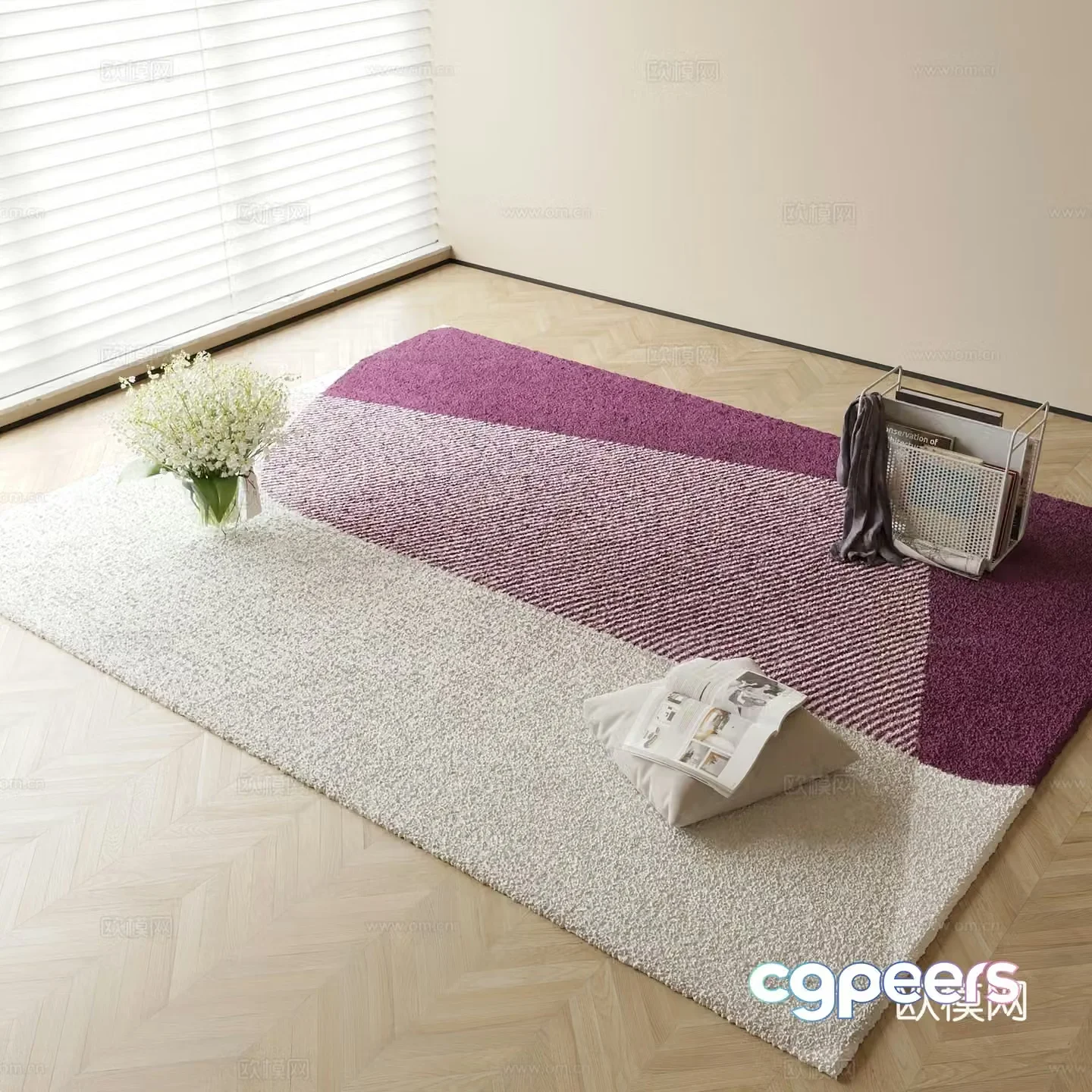 Plain carpet square carpet 3d model