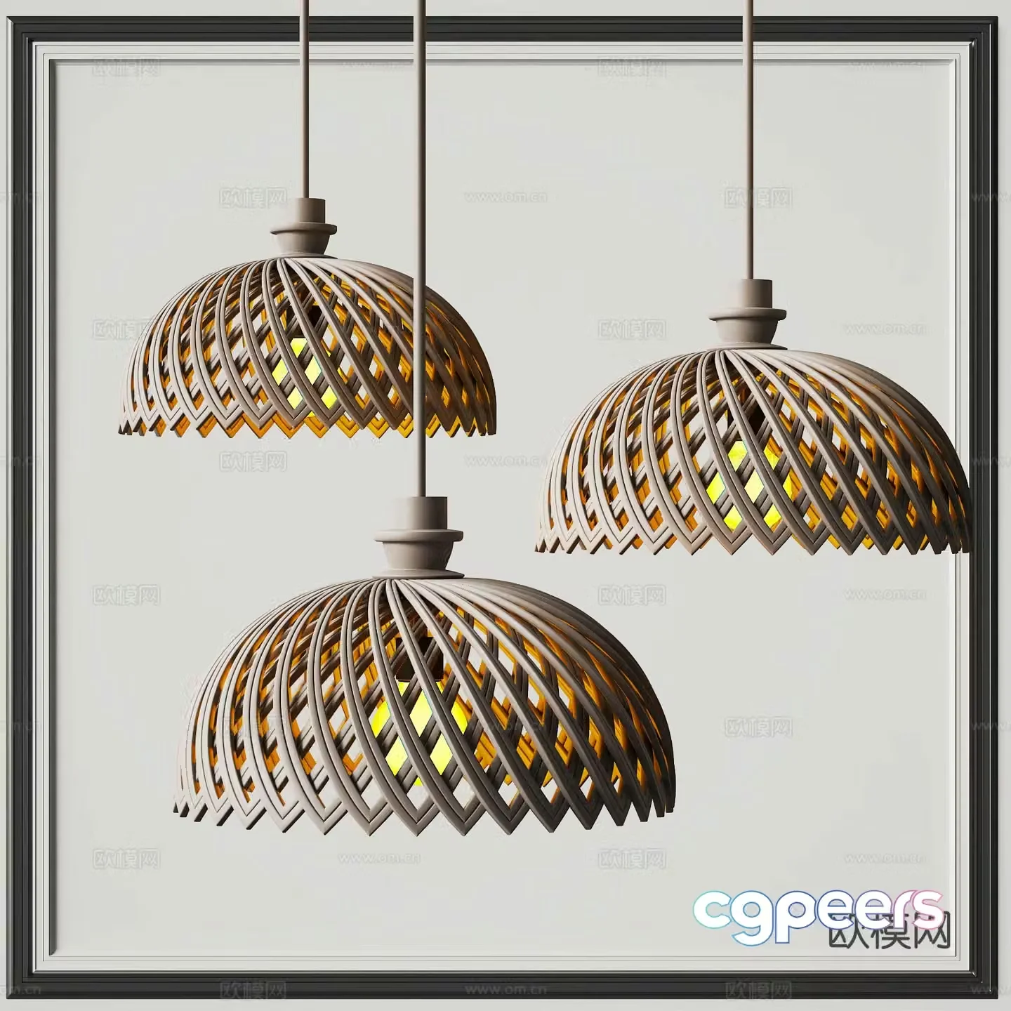 Wabi-sabi style chandelier 3d model