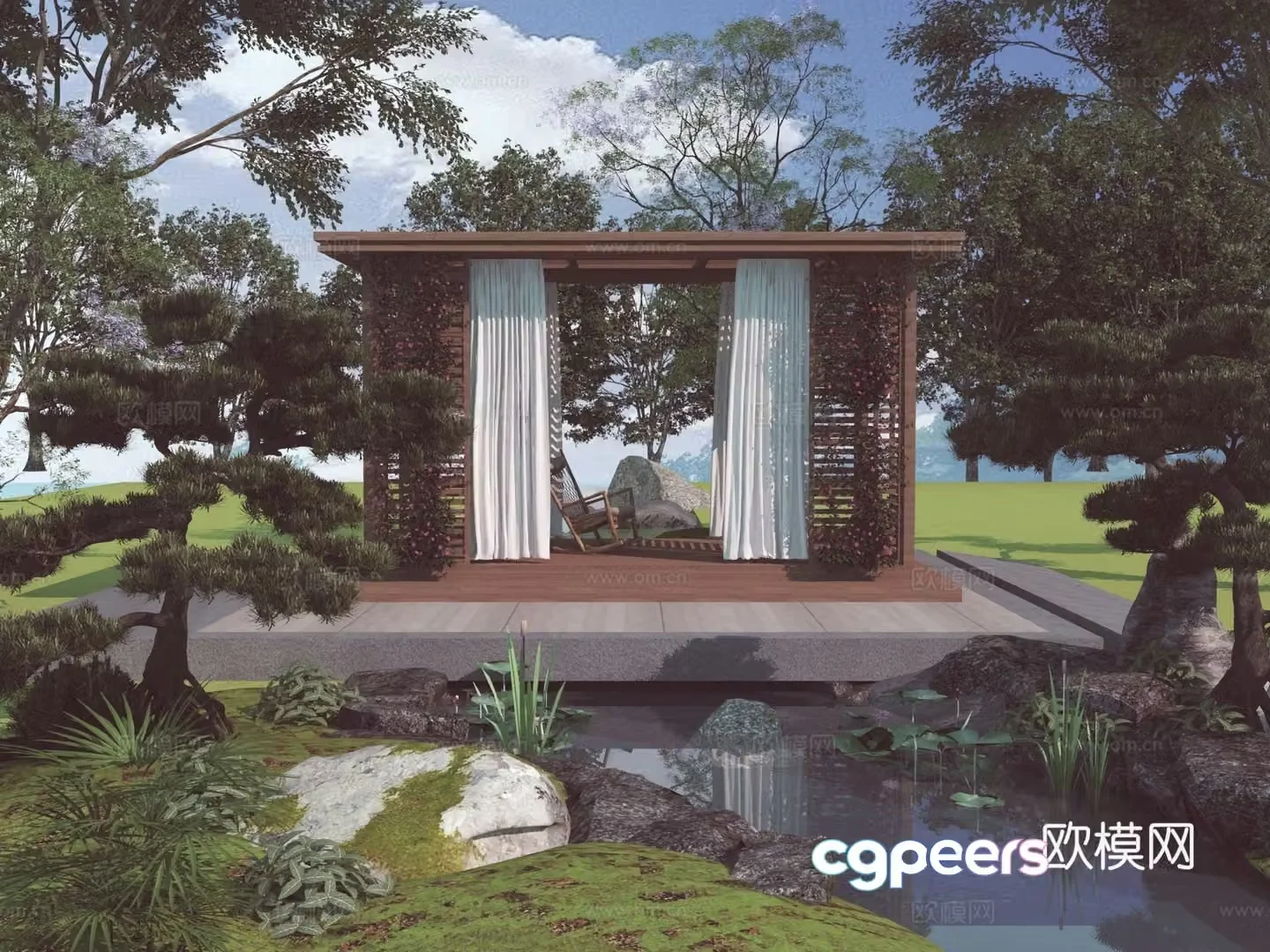 New Chinese -style pavilion 3D model