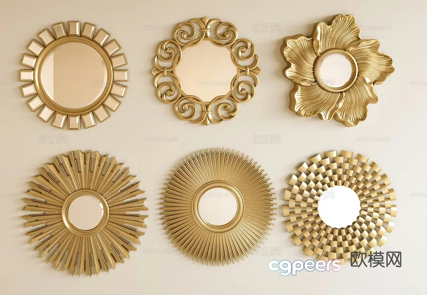 European style decorative frame wall decoration decoration decorative wall decoration mirror European style mirror decorative frame pendant 3D model