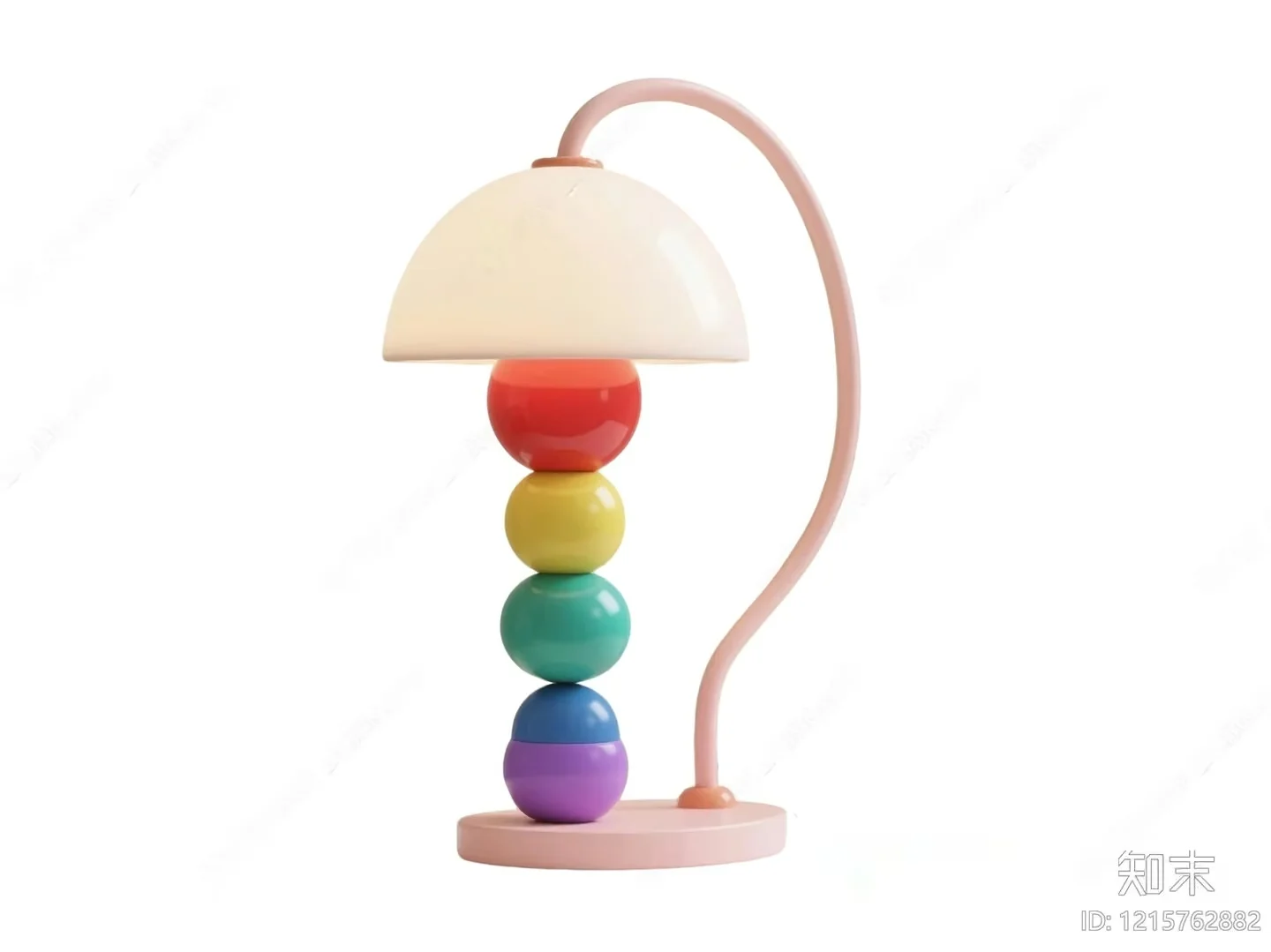 A Table Lamp With A Pink Base And A White Shade 3D Model – 13429 – VRAY Render