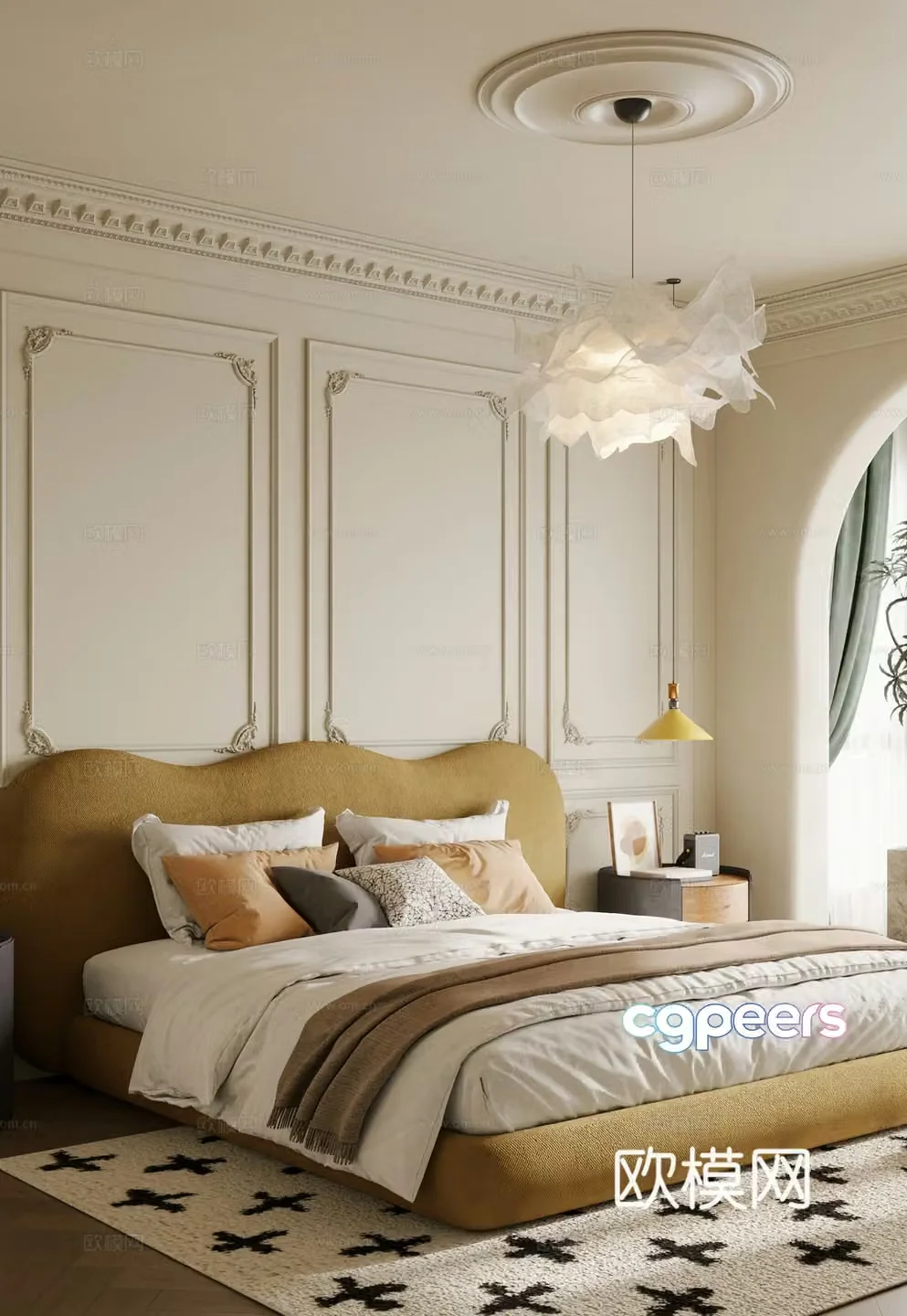 French cream home bedroom bay window bedroom master bedroom second bedroom advanced gray bedroom 3d model