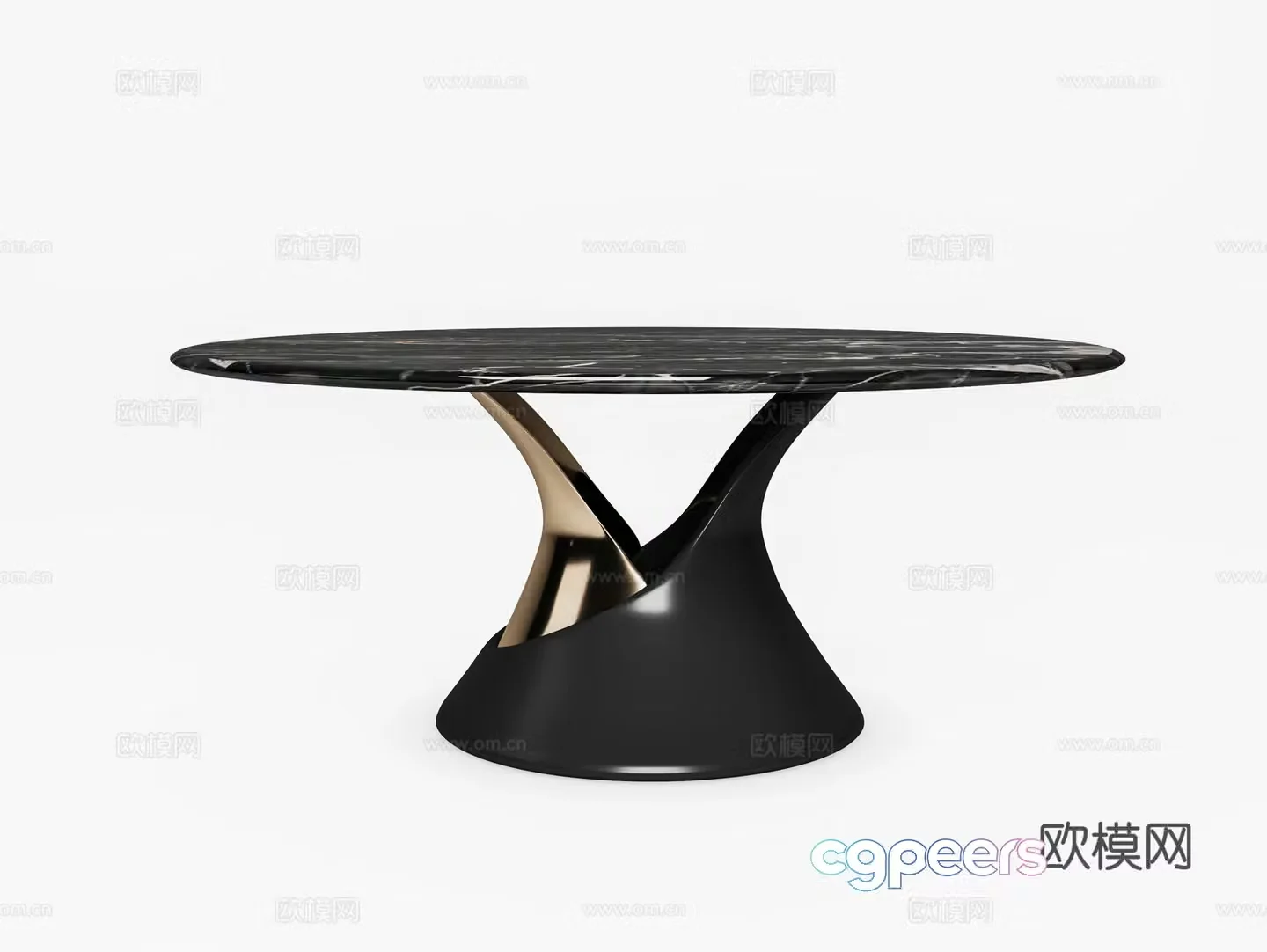 Light luxury round dining table 3D model