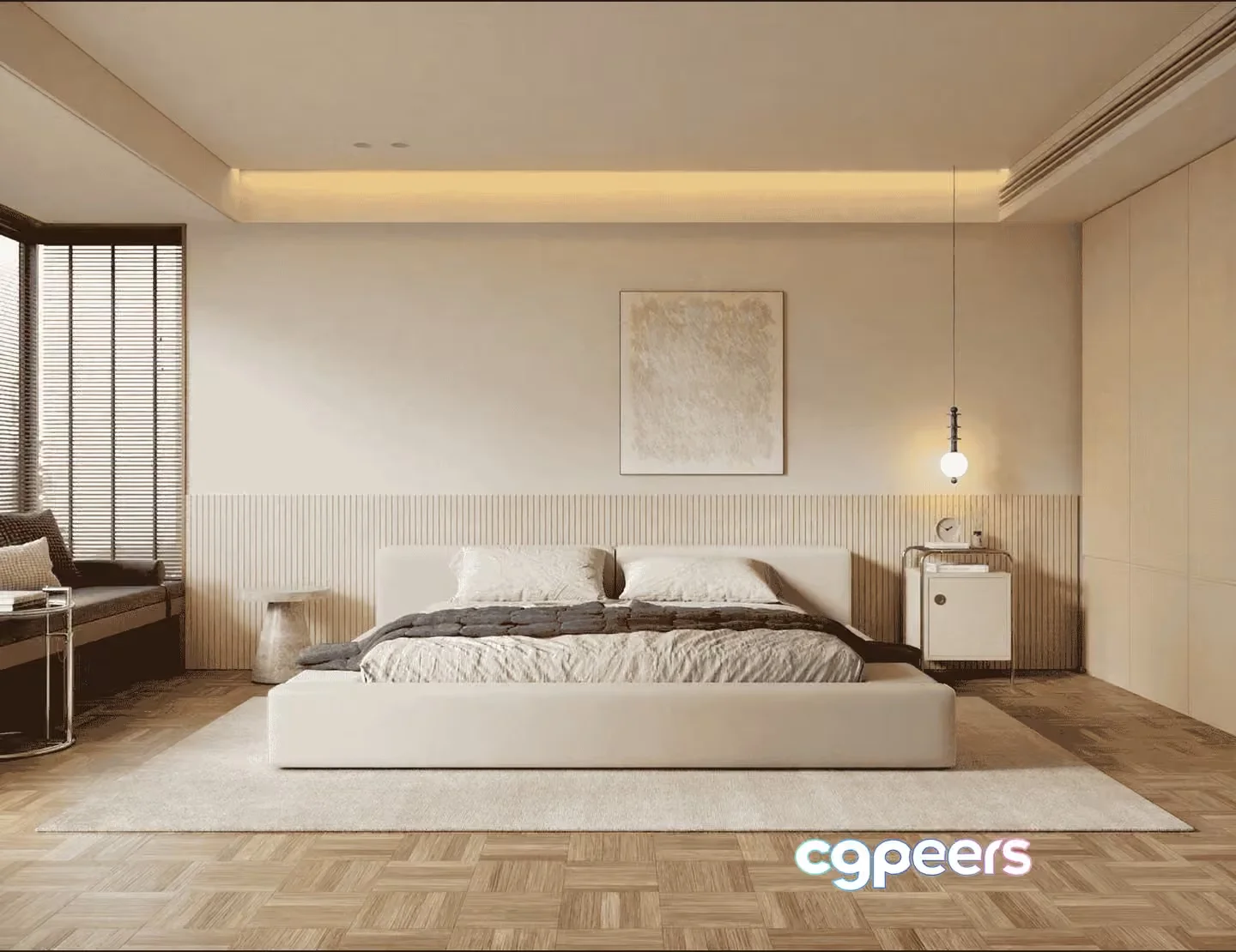 Modern Minimalist Bedroom 3D Model – 11709 – VRAY Render