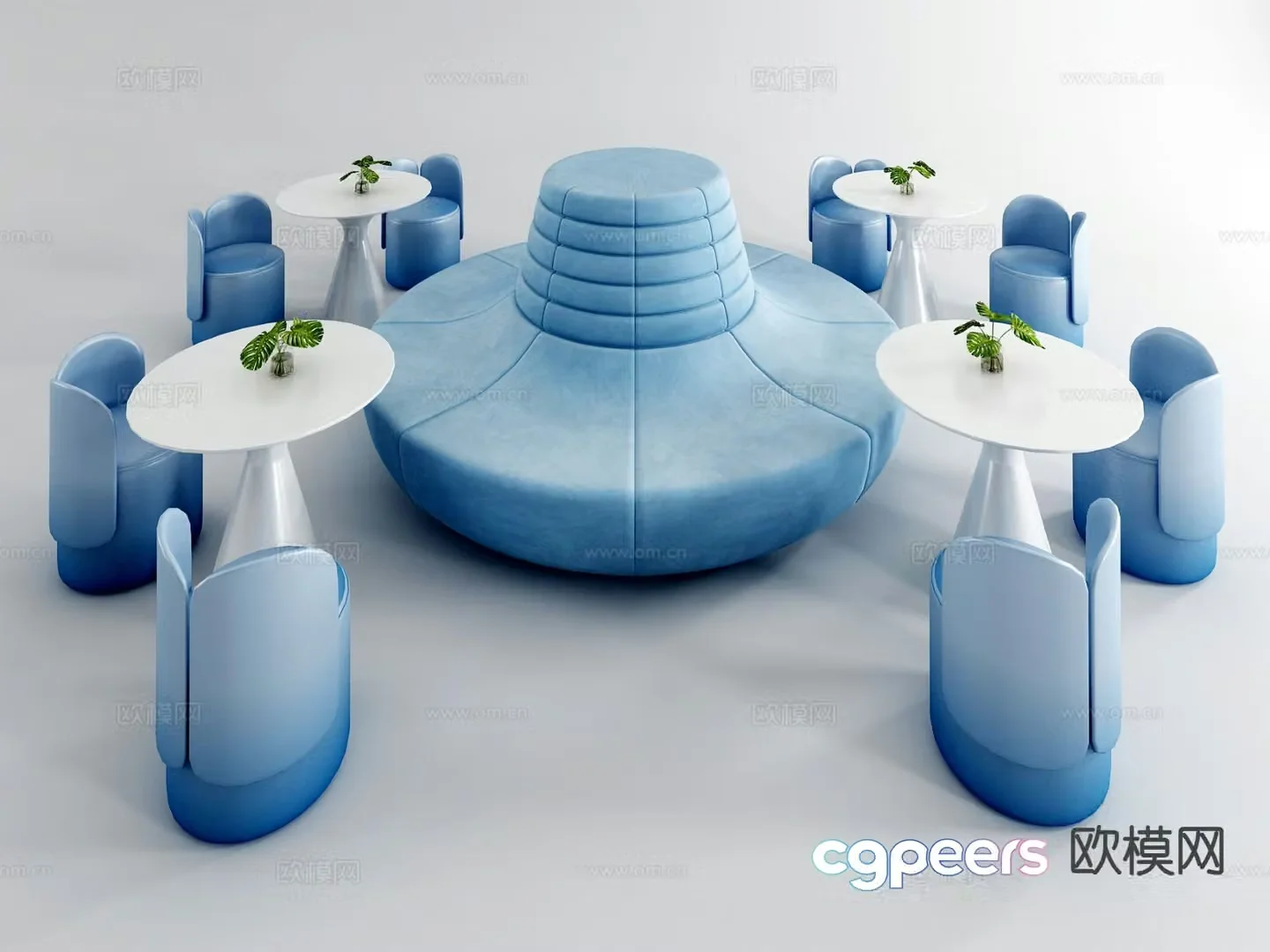 Modern lobby sofa public sofa booth sofa 3D model