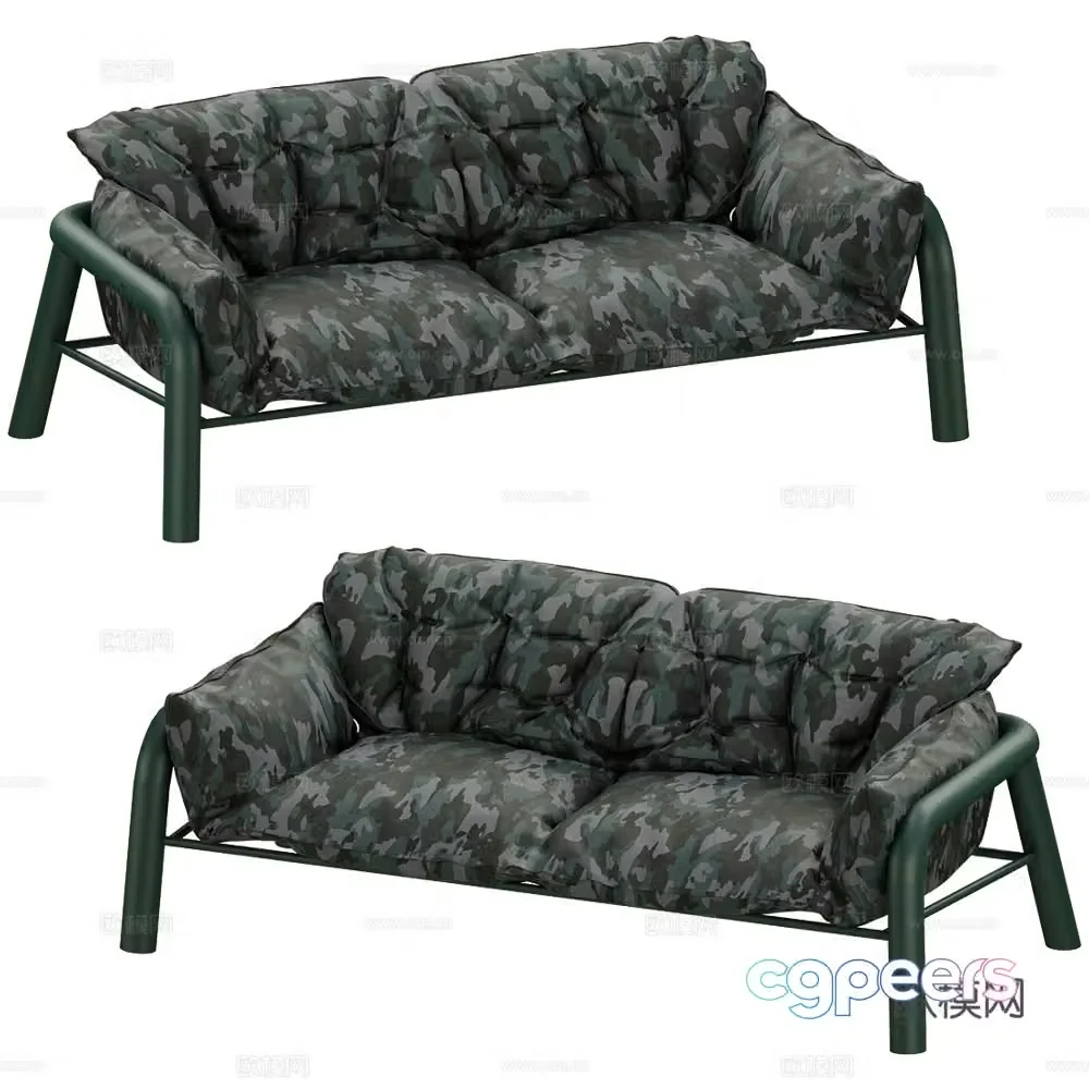 Camouflage double sofa 3d model