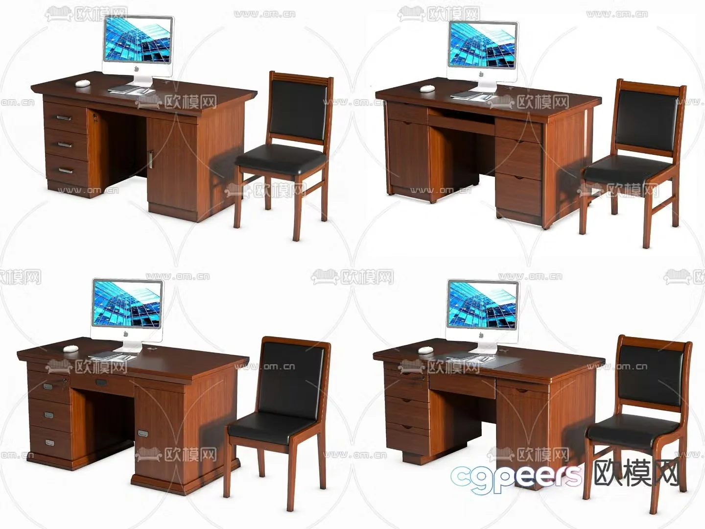 New Chinese style computer desk and chair desk desk desk 3d model