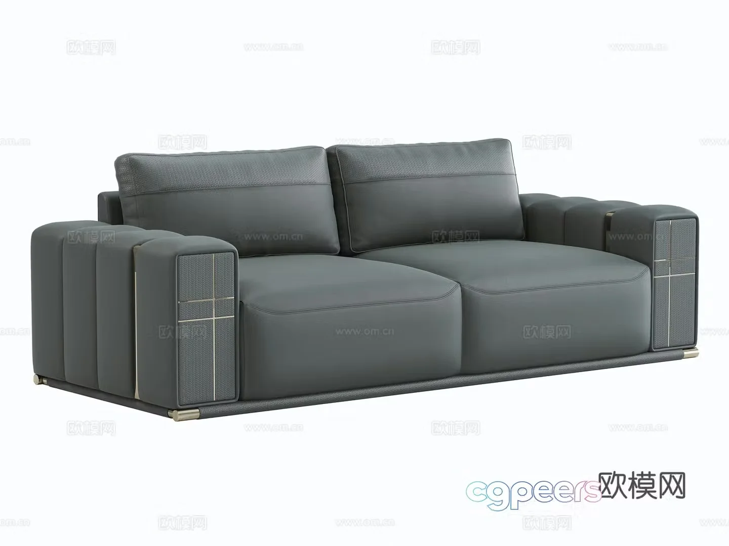 Light luxury double sofa leather sofa 3D model