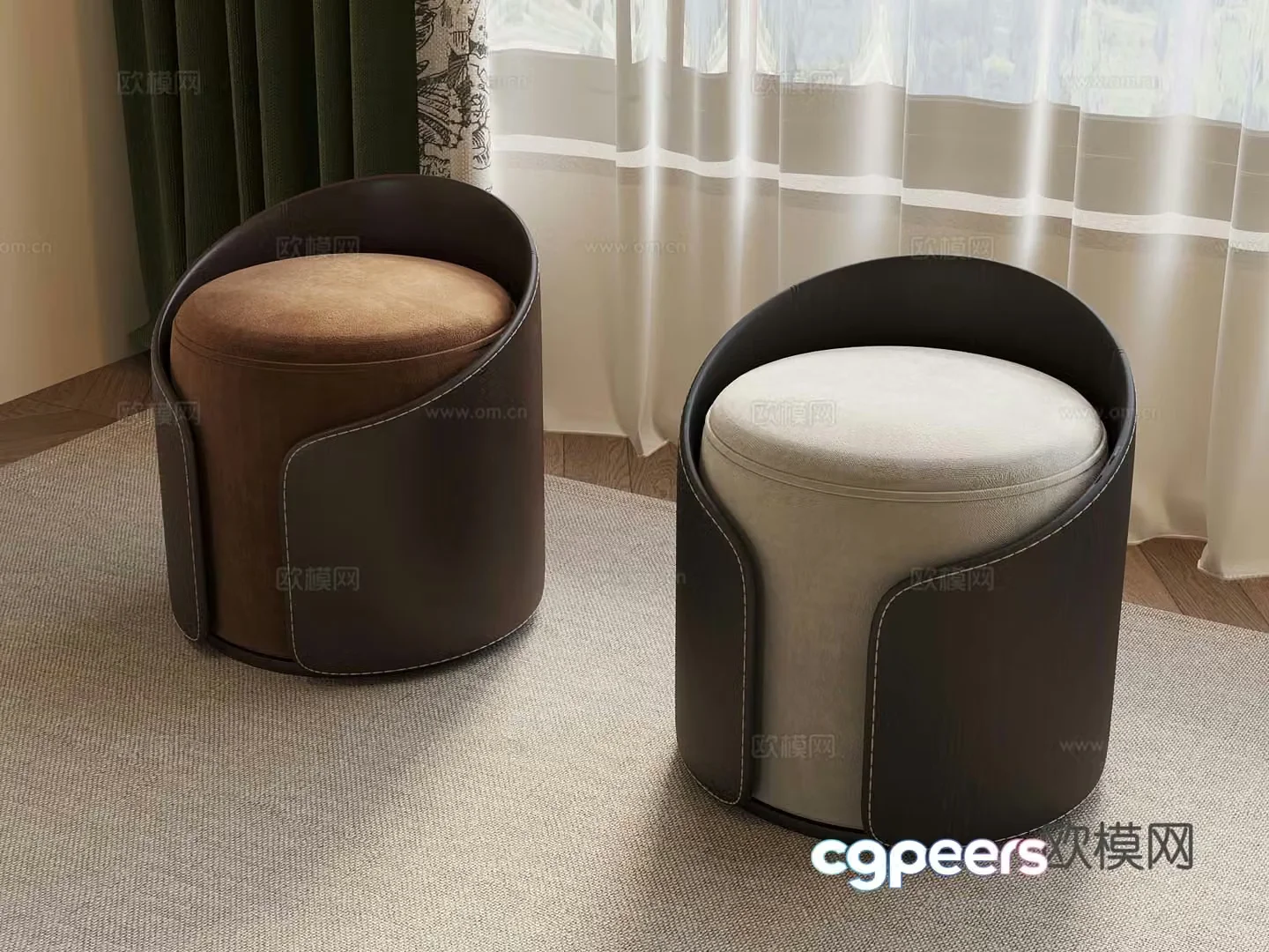 Modern stool round stool low stool 3d model