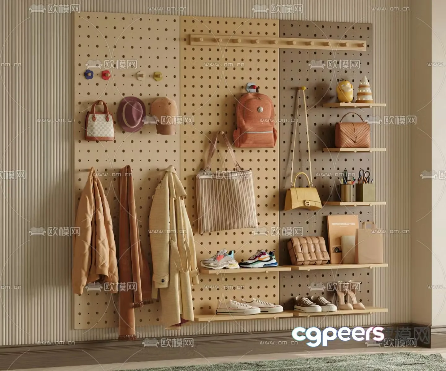 Modern hole board decorative frame 3d model
