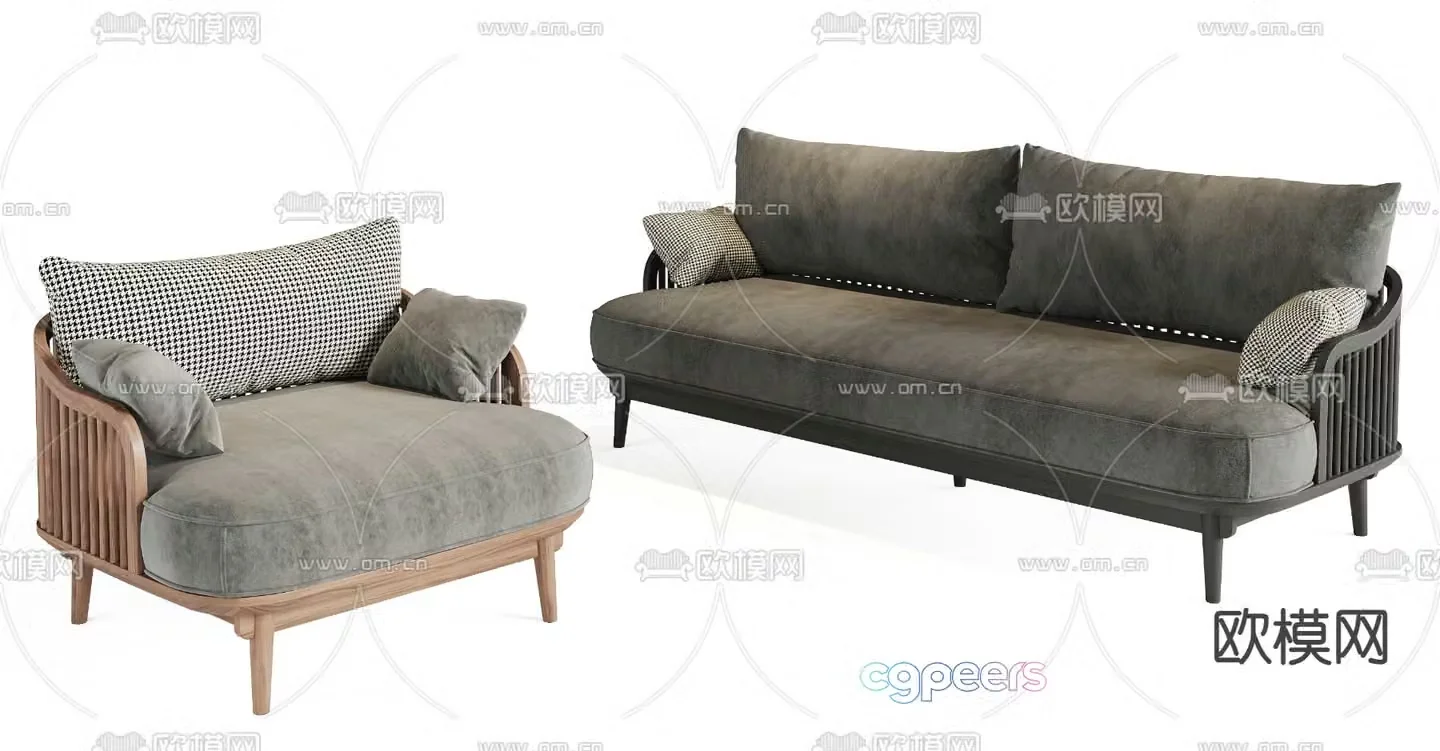 Nordic leisure sofa single sofa double sofa 3d model