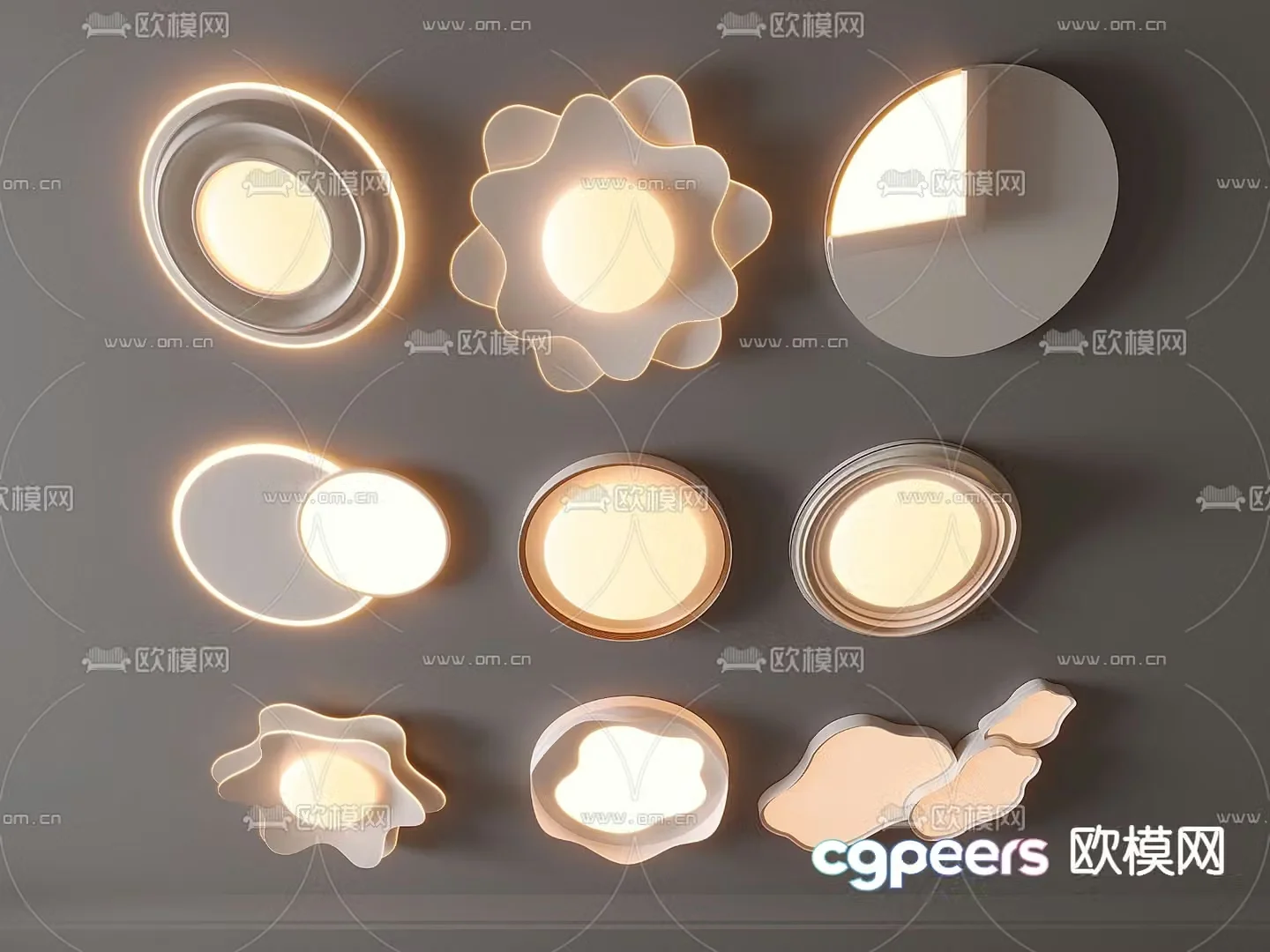 Creamy air ceiling lamp Flower ceiling lamp 3d model