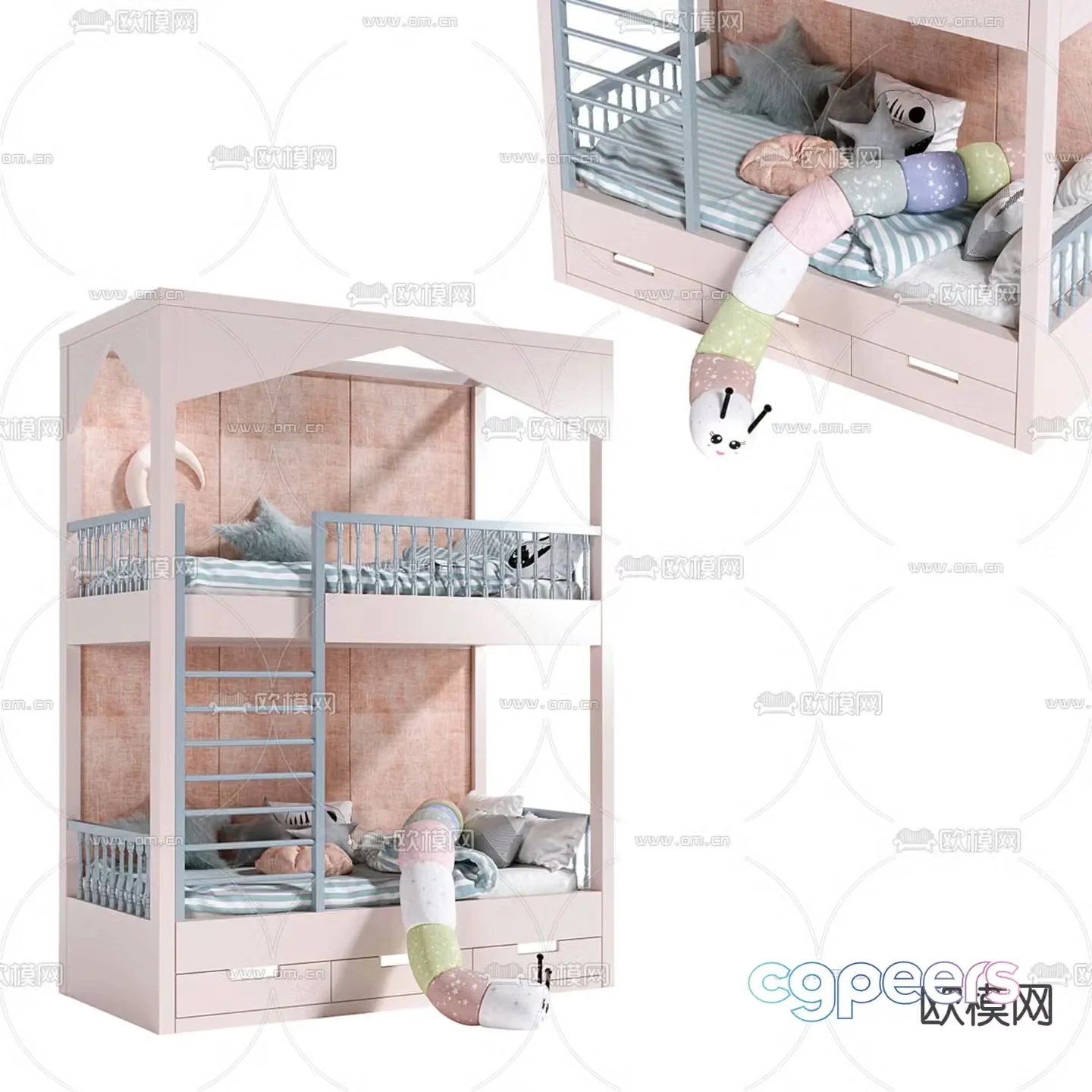 Bunk bed children’s bed crib 3d model