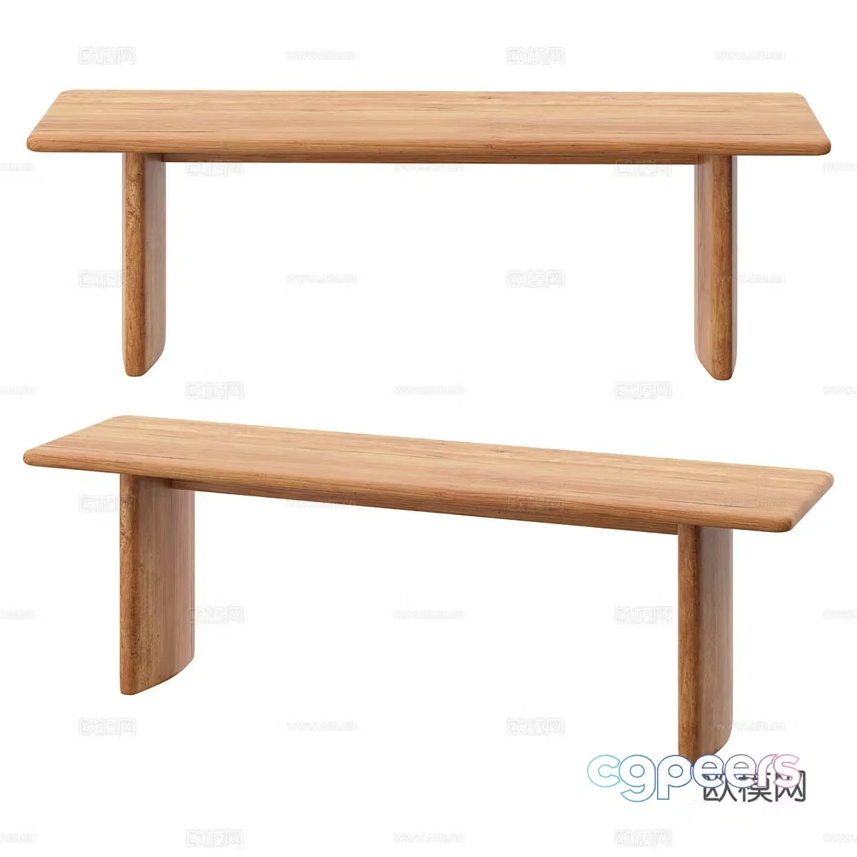 3D model of log style dining table