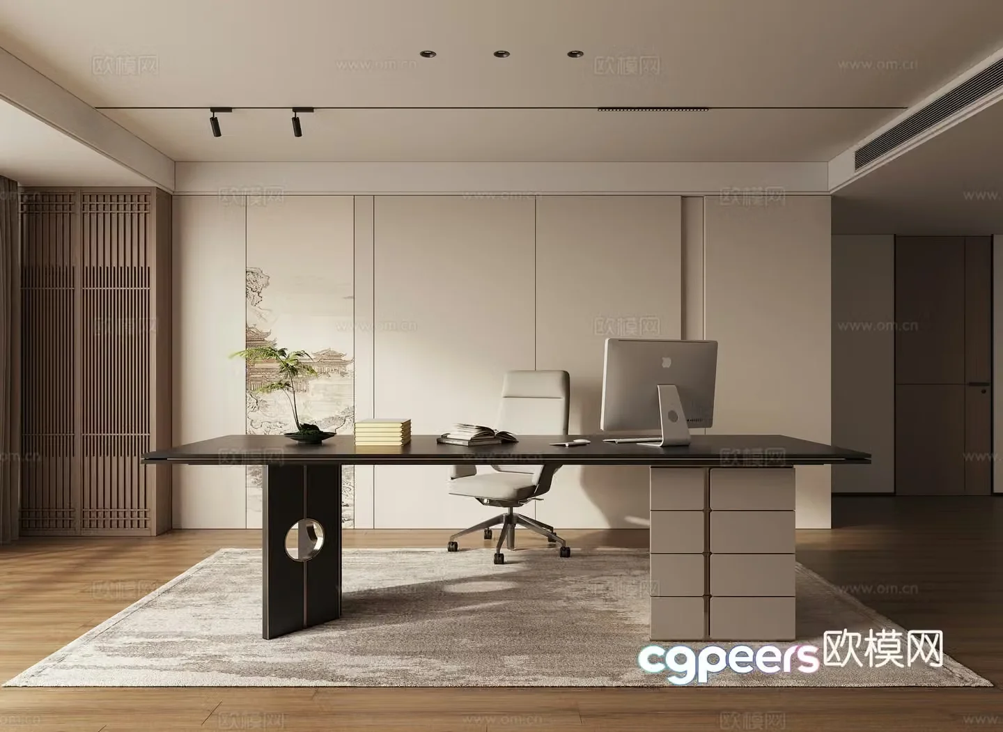 New Chinese Zen Study Room 3D Model
