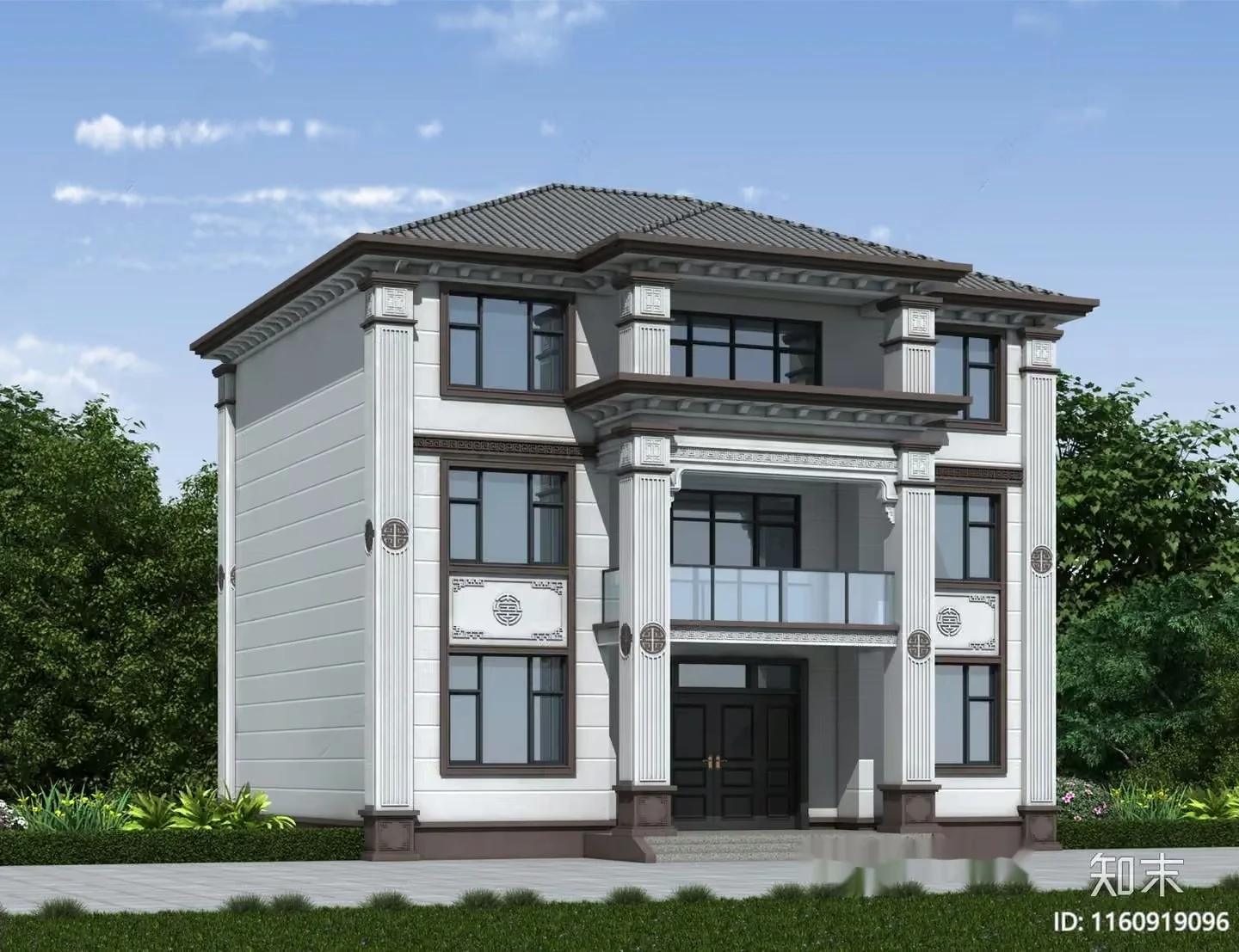 A Two-Story House 3D Model – 9389 – VRAY Render