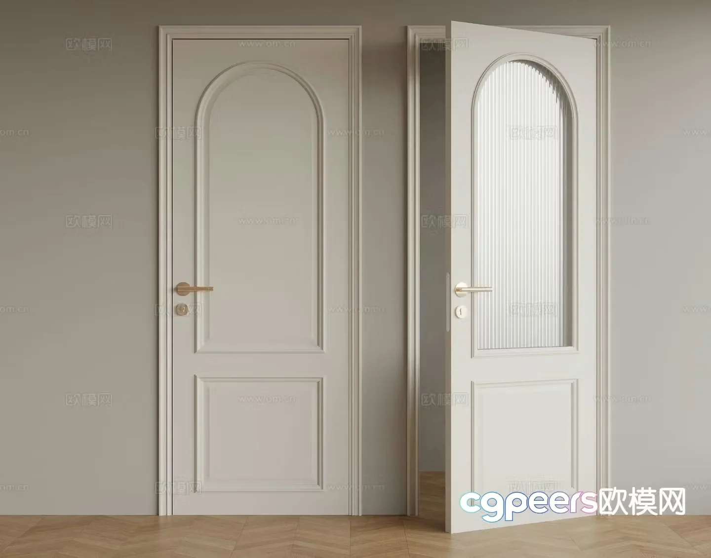 French door single door glass door 3d model