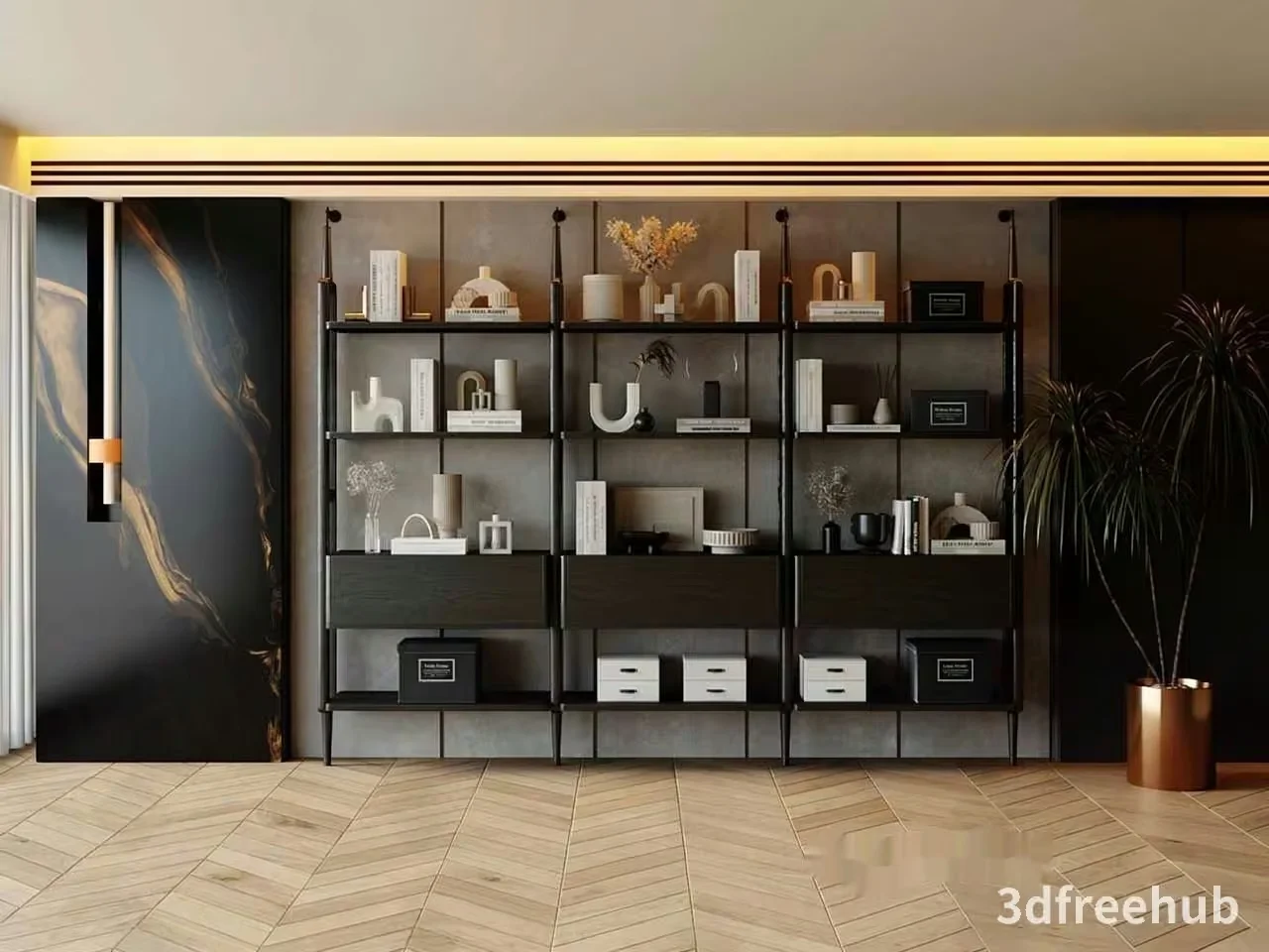 Modern Shelving Unit 3D Model – 22256 – VRAY Render