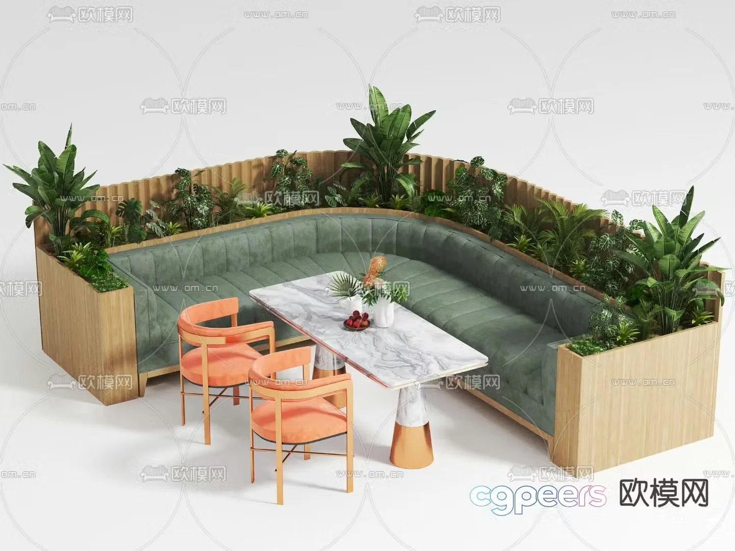 Card seat dining table and chairs restaurant card seat card seat sofa 3D model