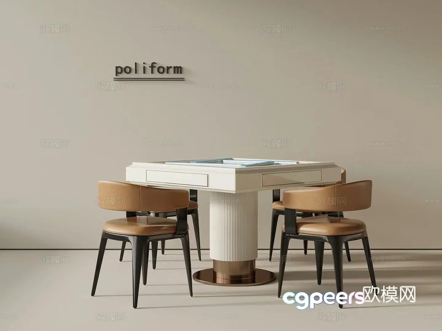 Modern mahjong table chess and card table casual table and chair 3d model
