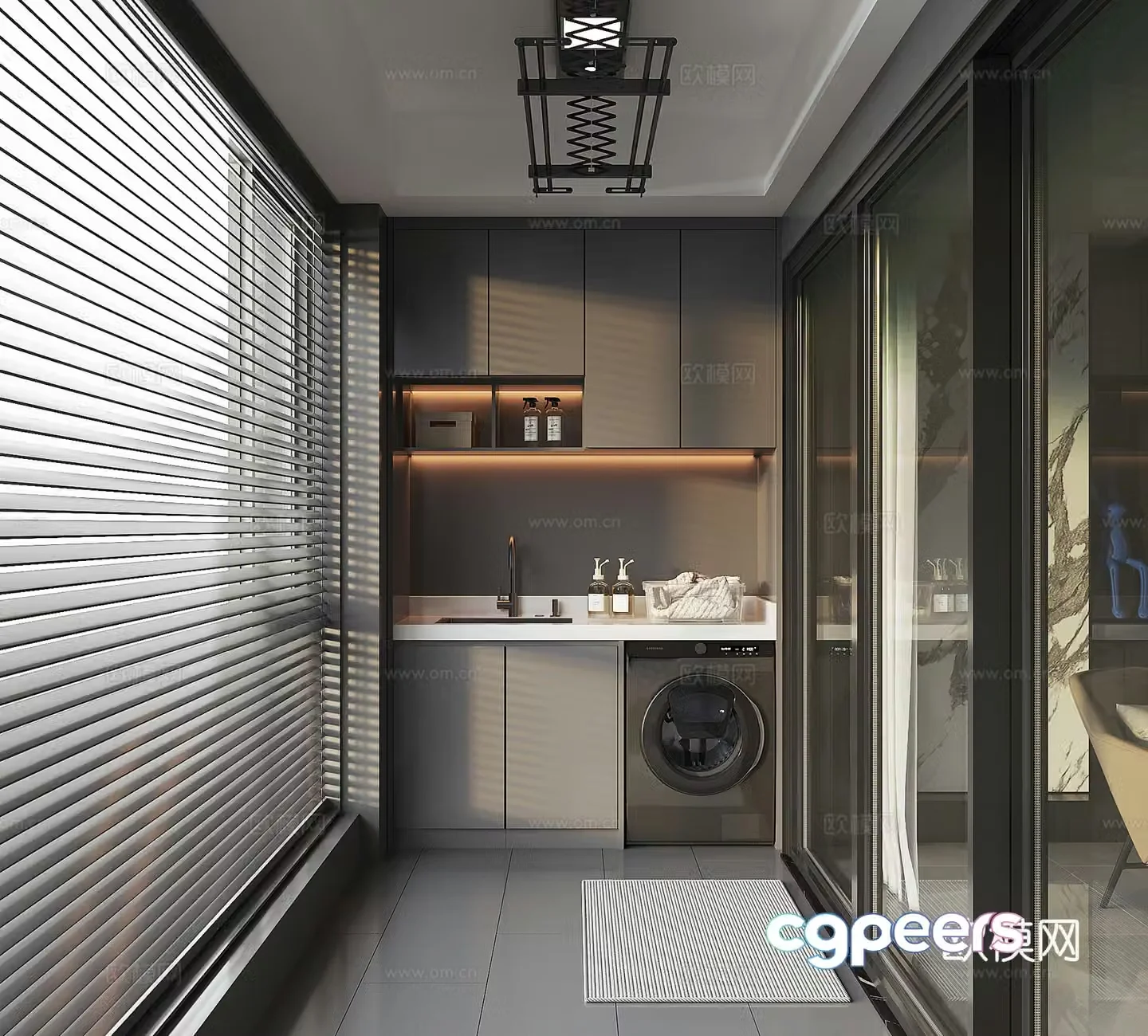 Modern living balcony 3d model