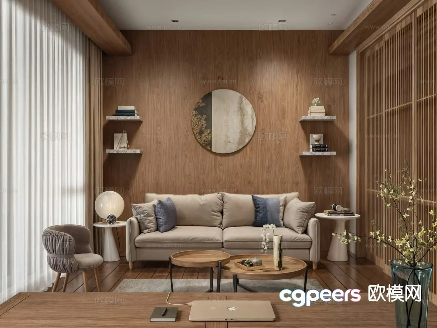Wabi-sabi living room 3d model