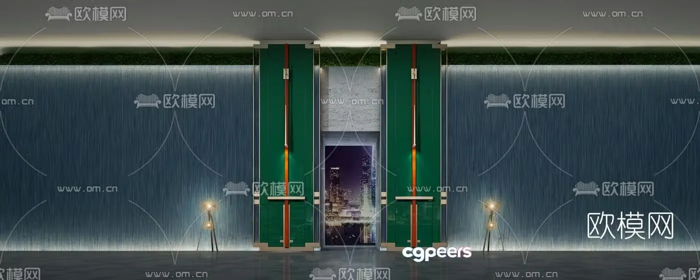Modern light luxury club aisle door 3D model