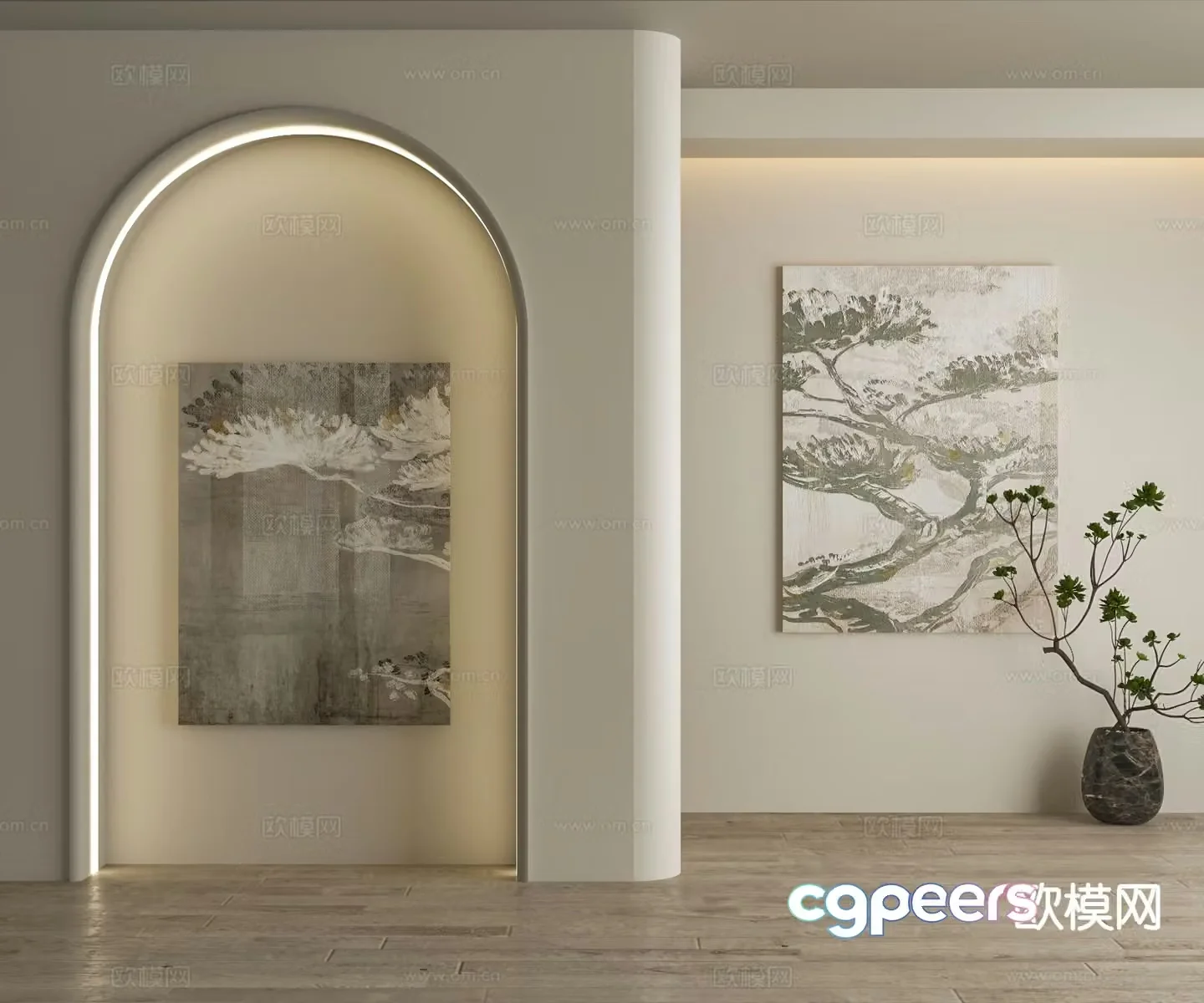 New Chinese-style art painting ink painting decorative painting 3D model