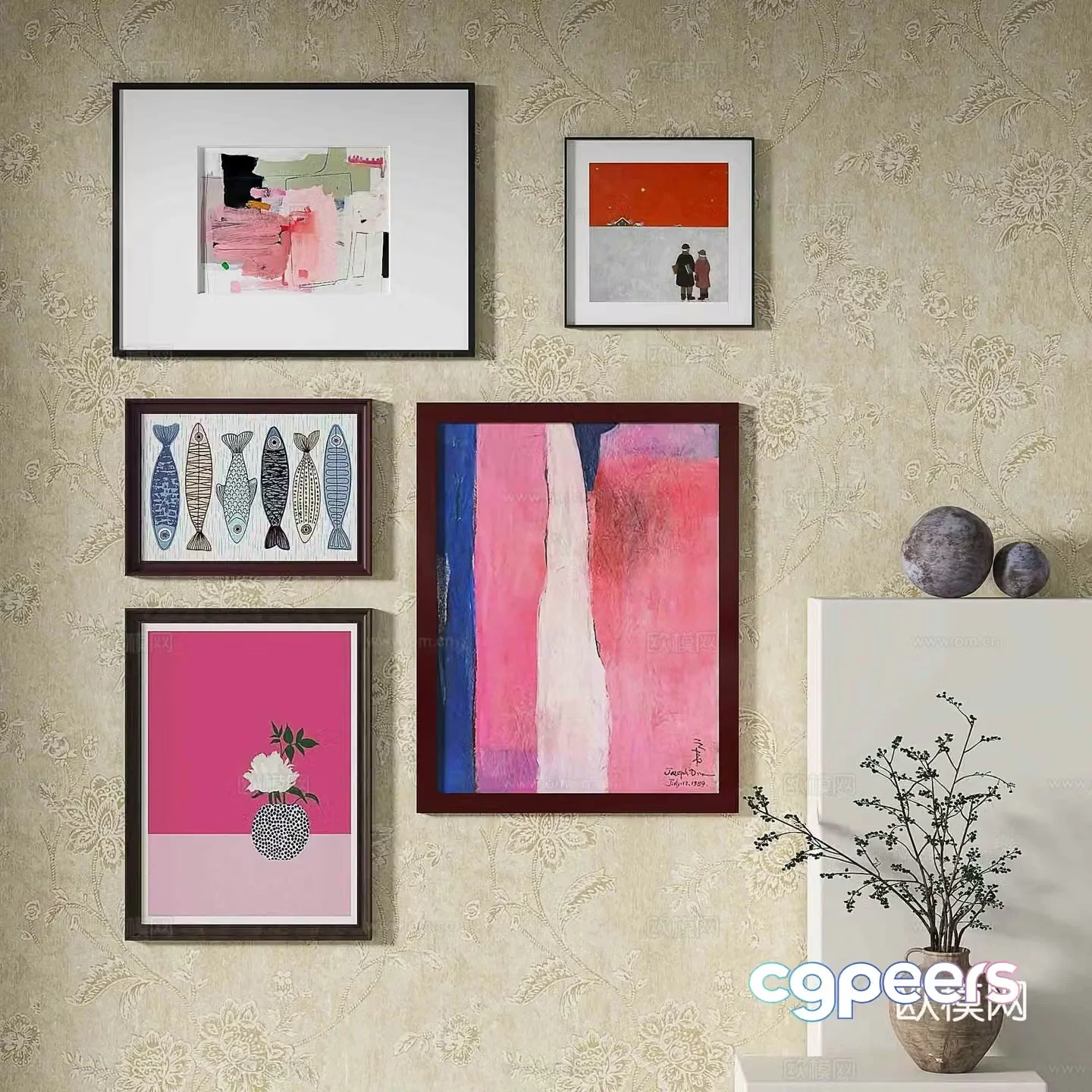 Modern abstract painting Decorative painting 3d model