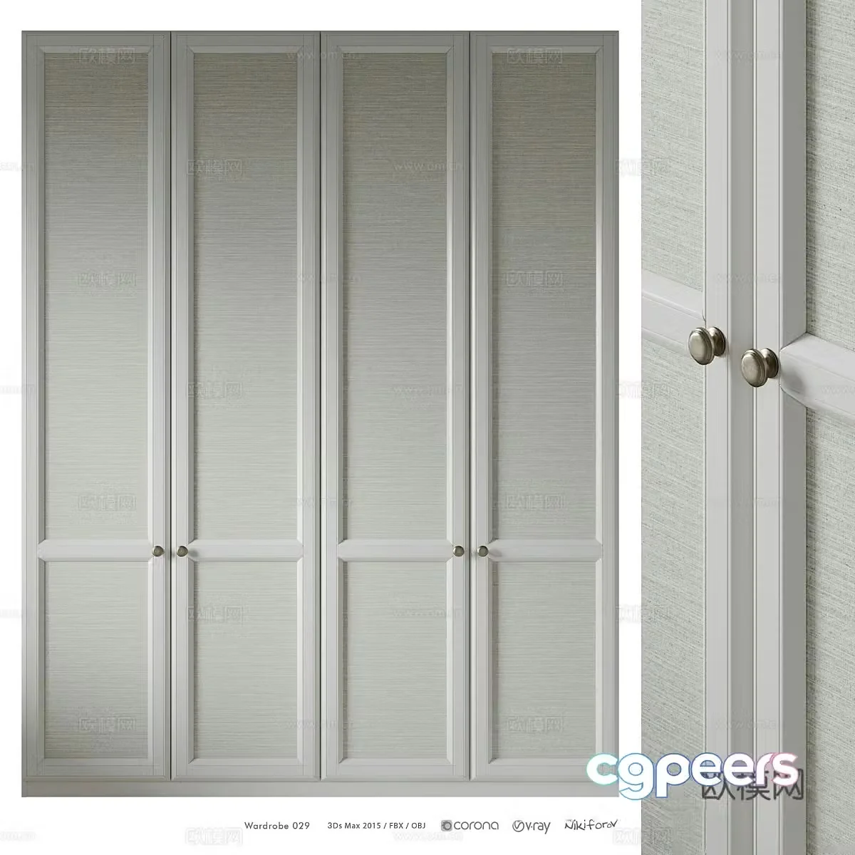 Solid wood wardrobe B&B wardrobe Master bedroom wardrobe Rattan wardrobe Bamboo wardrobe Storage cabinet Install 3D model