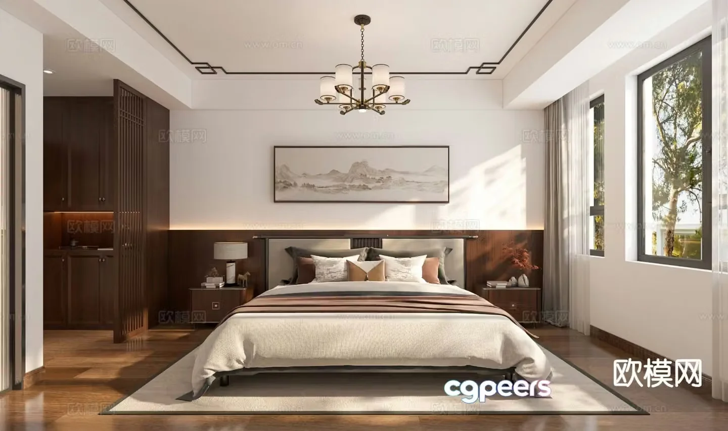 New Chinese style bedroom master bedroom 3d model