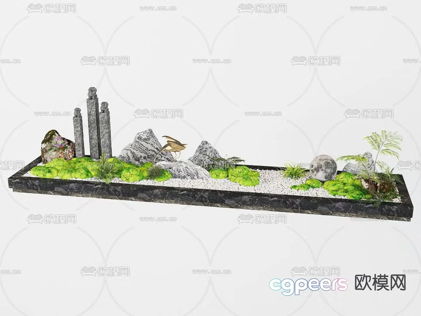 Landscape sketches moss and green plants micro-terrain 3D model
